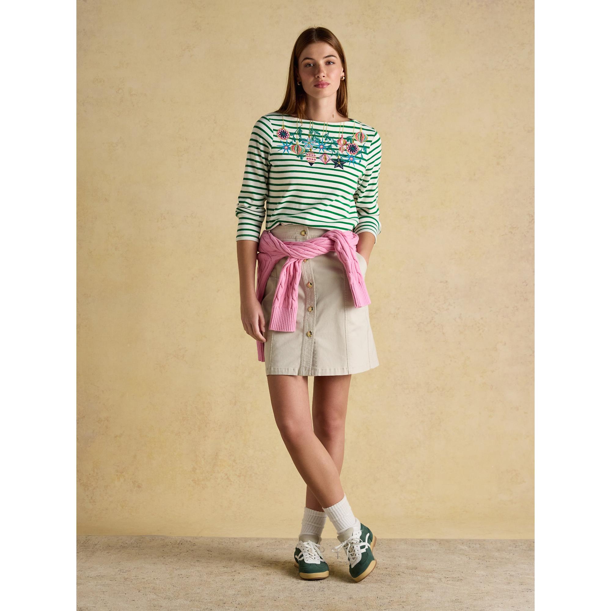 Product image 4 of 7 of Joules Women's Christmas Harbour Boat Neck Breton Top - Green/White Bauble