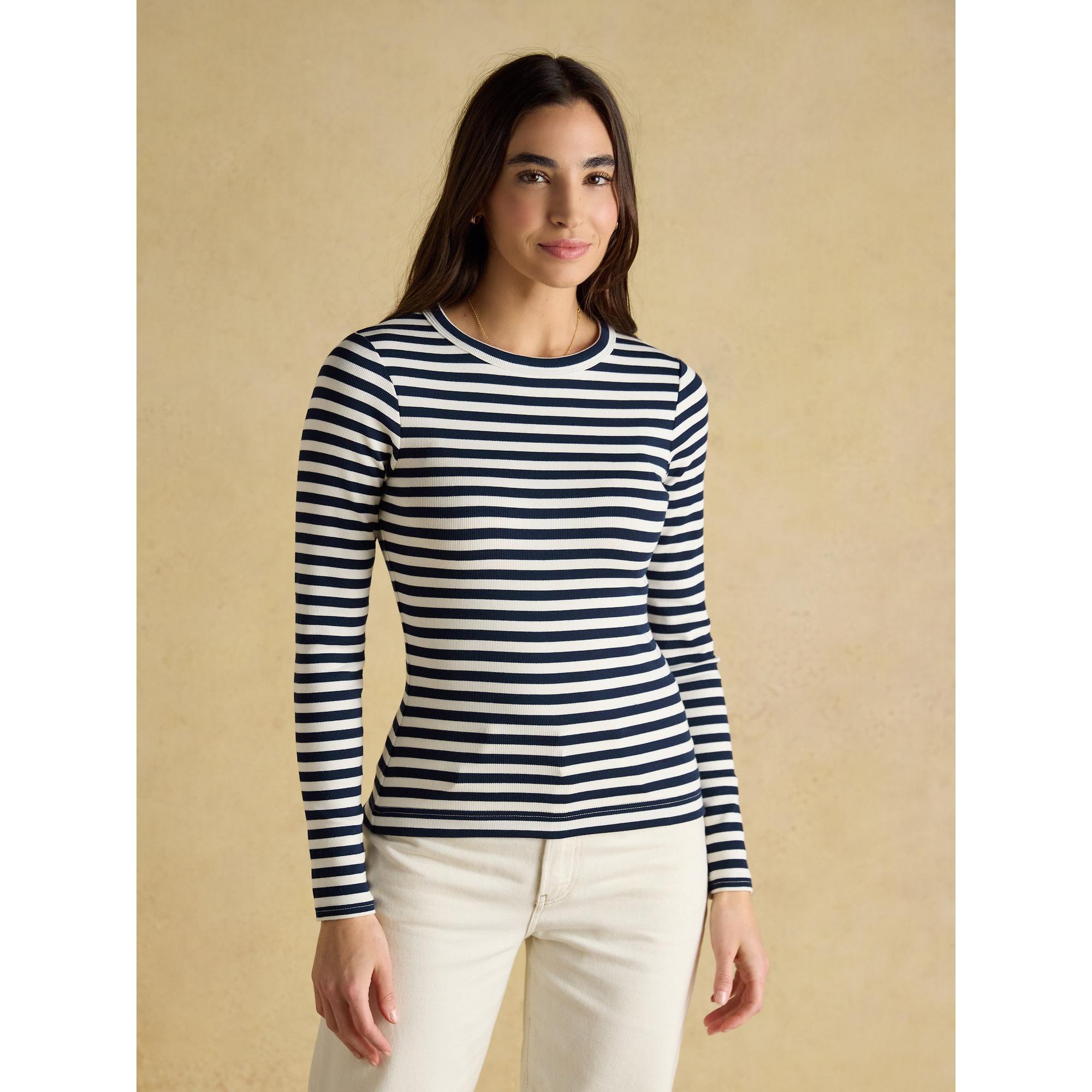 Product image 2 of 7 of Joules Women's Sophie Long Sleeve Ribbed Fitted Top - Navy Stripe