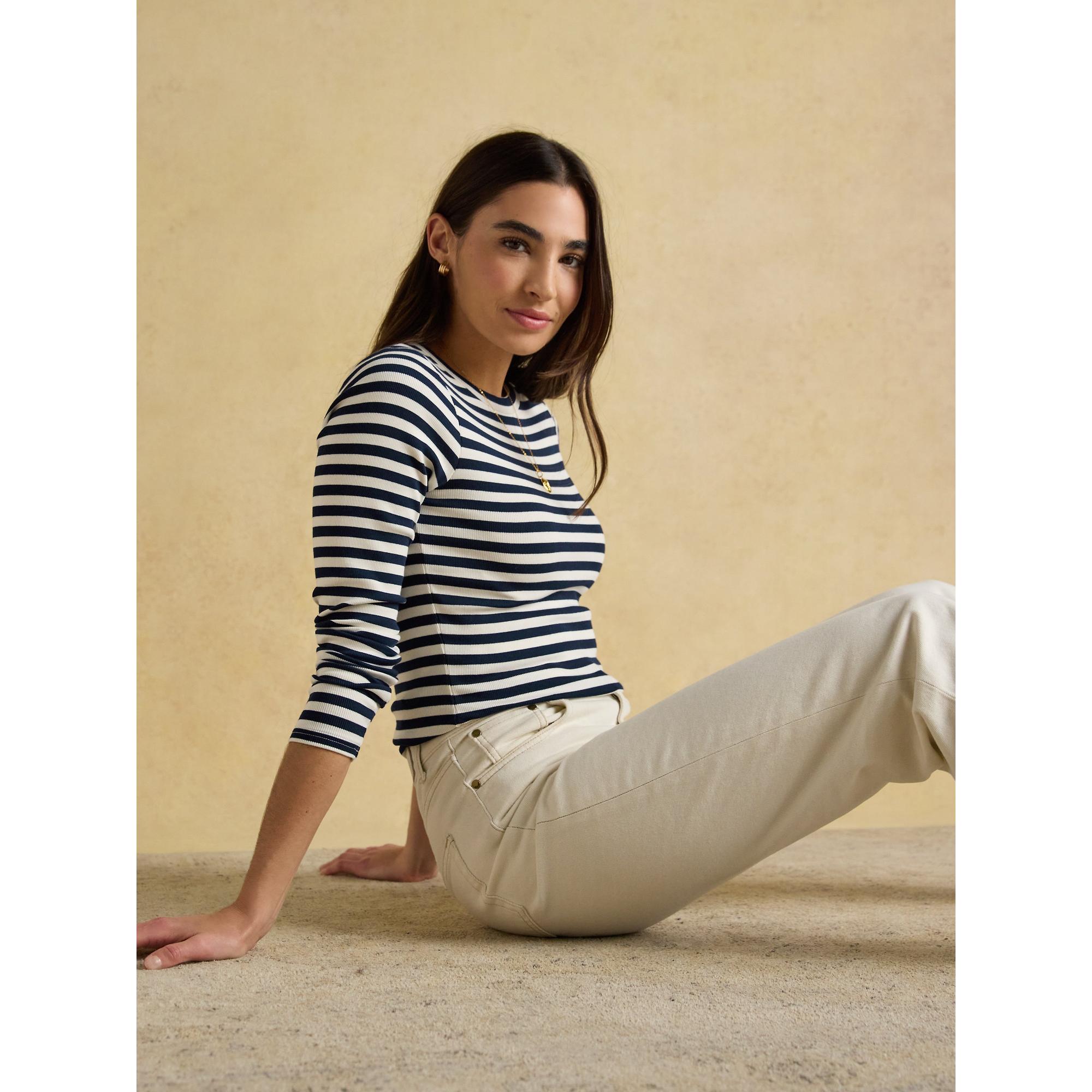 Product image 4 of 7 of Joules Women's Sophie Long Sleeve Ribbed Fitted Top - Navy Stripe
