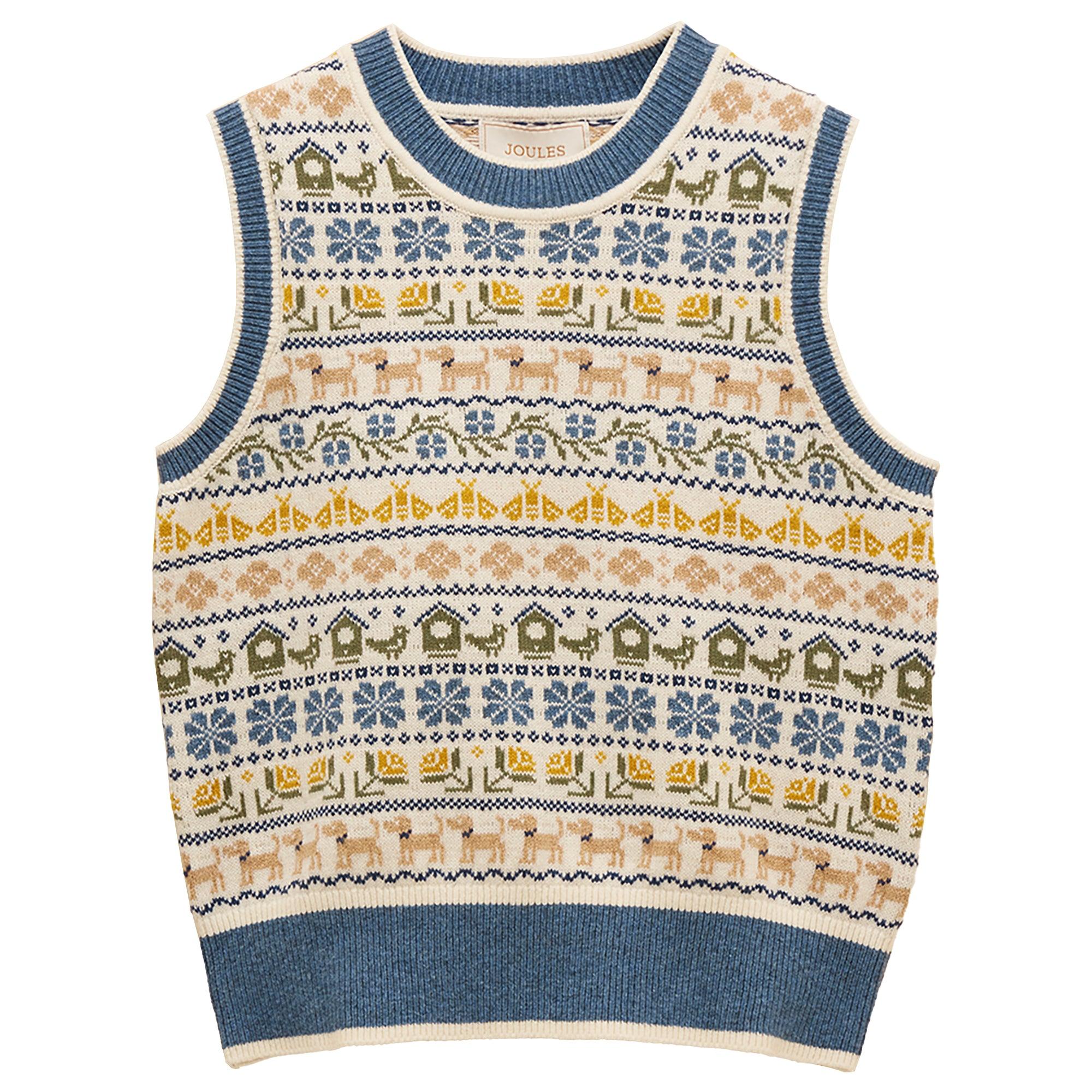 Product image 1 of 9 of Joules Women's Birds & Bees Knitted Crew Neck Vest - Cream/Blue