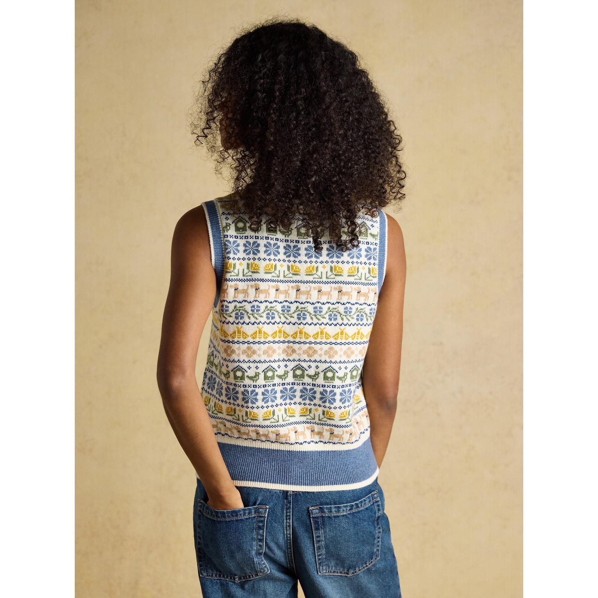 Product image 3 of 9 of Joules Women's Birds & Bees Knitted Crew Neck Vest - Cream/Blue