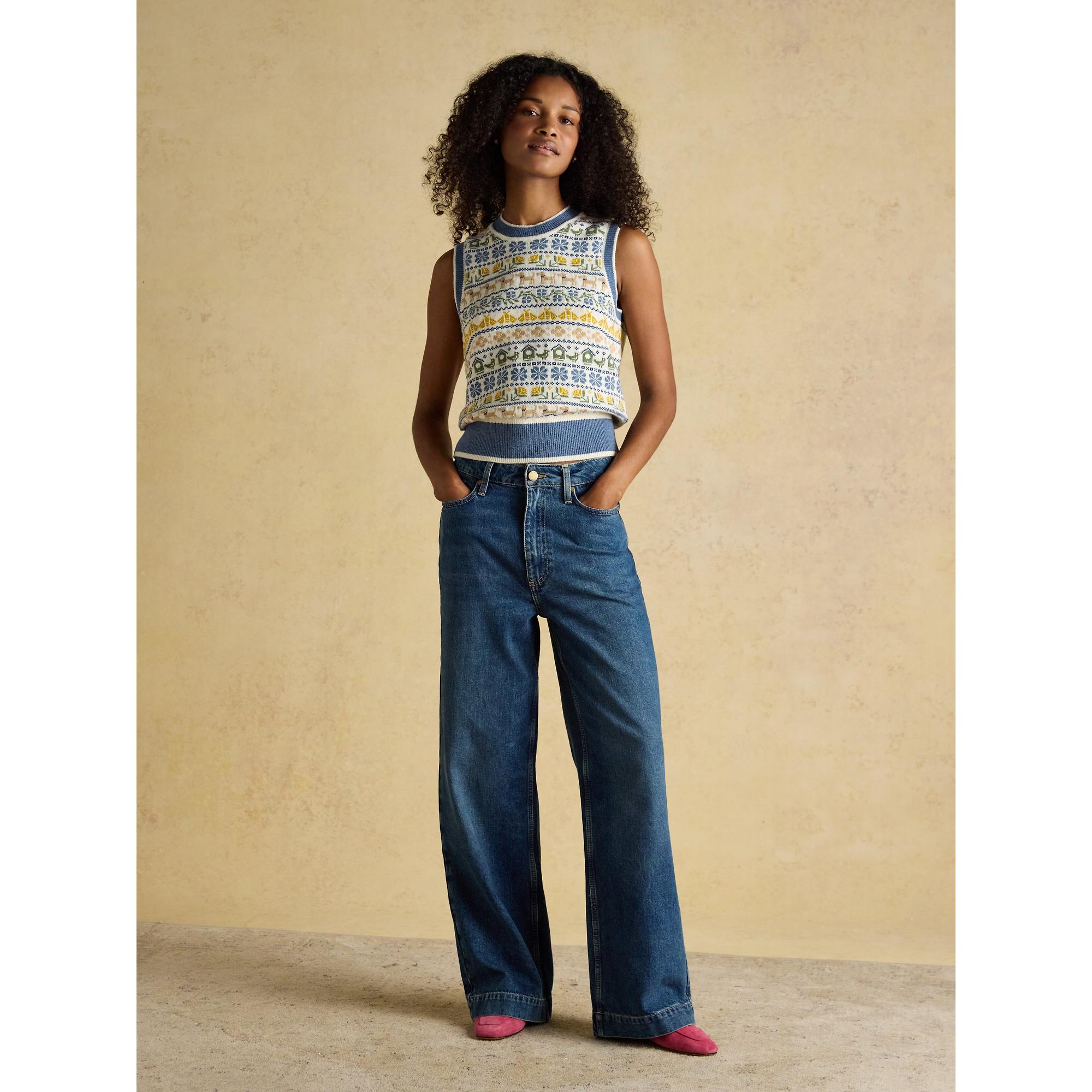 Product image 4 of 9 of Joules Women's Birds & Bees Knitted Crew Neck Vest - Cream/Blue