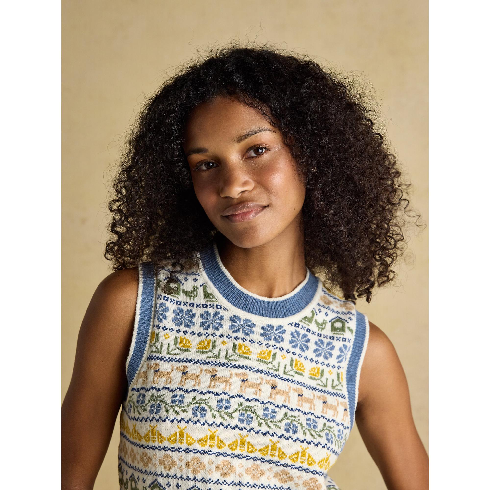 Product image 5 of 9 of Joules Women's Birds & Bees Knitted Crew Neck Vest - Cream/Blue