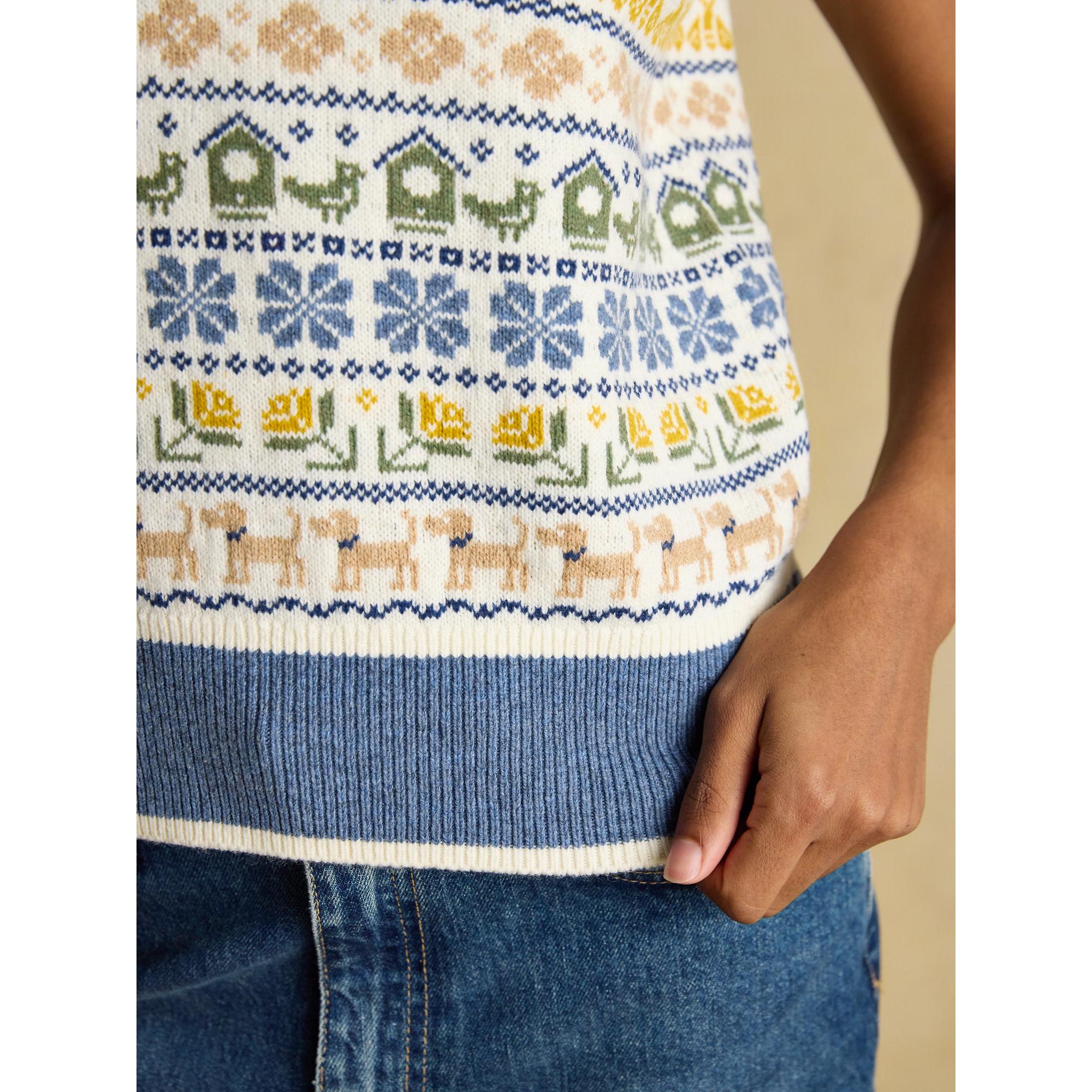 Product image 8 of 9 of Joules Women's Birds & Bees Knitted Crew Neck Vest - Cream/Blue