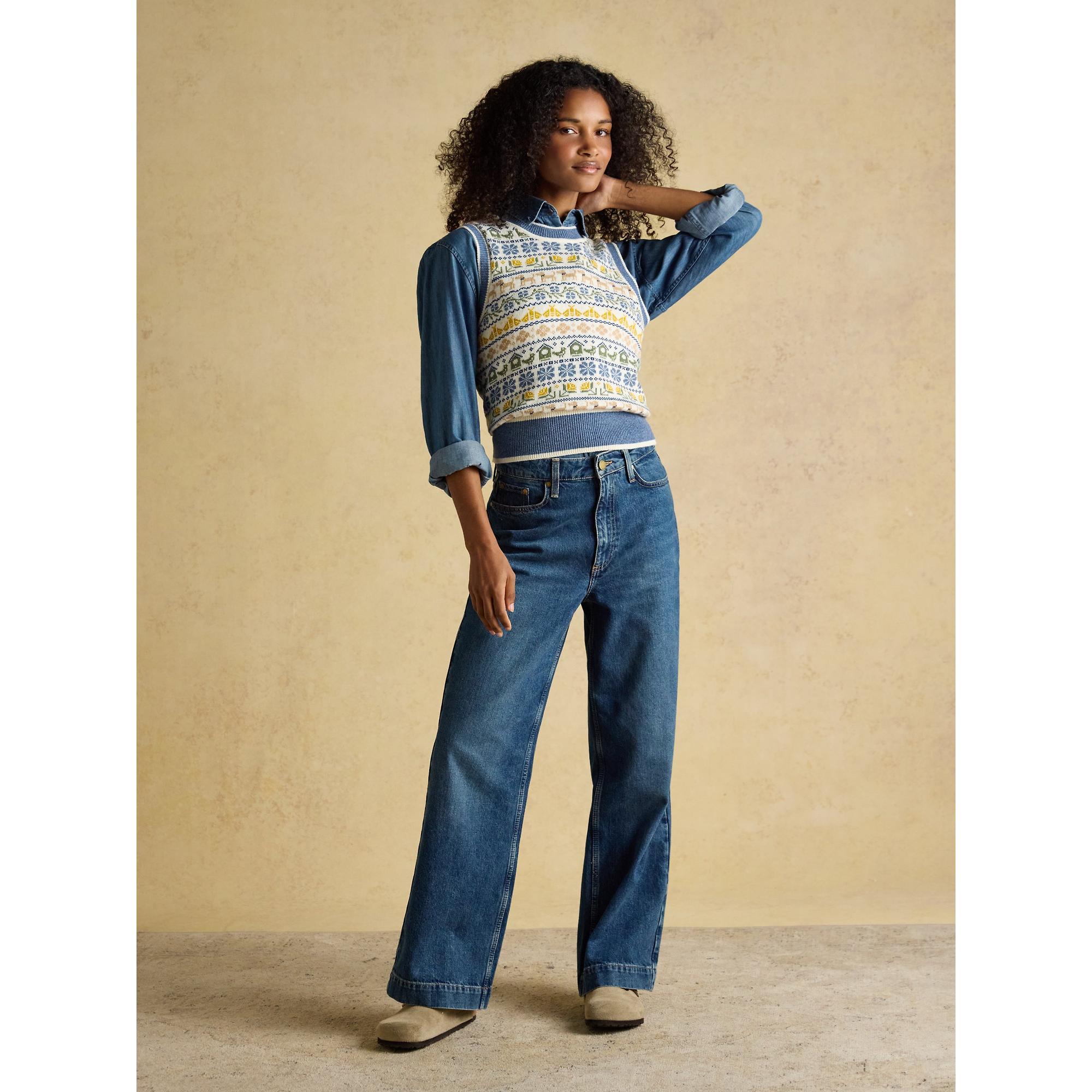 Product image 7 of 9 of Joules Women's Birds & Bees Knitted Crew Neck Vest - Cream/Blue