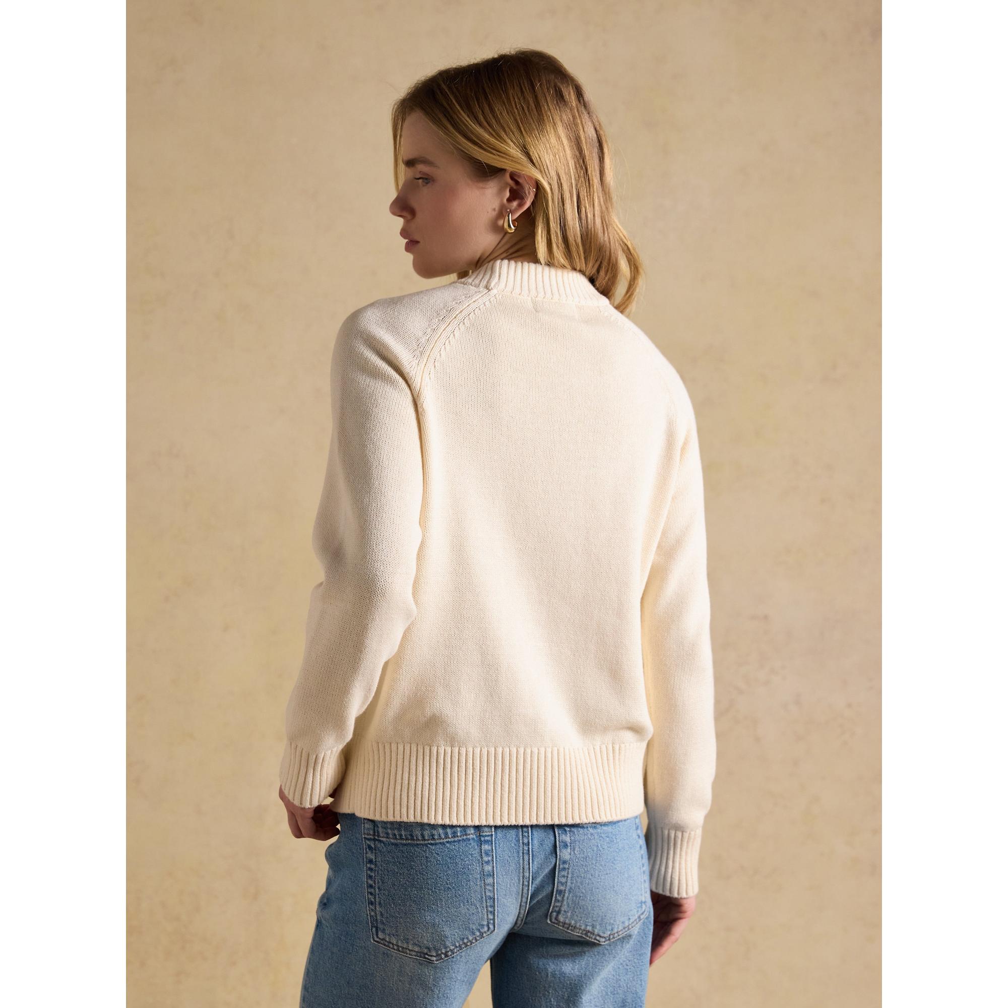 Product image 3 of 10 of Joules Women's April Showers Jonty Fox Embroidered Crew Neck Jumper - Cream
