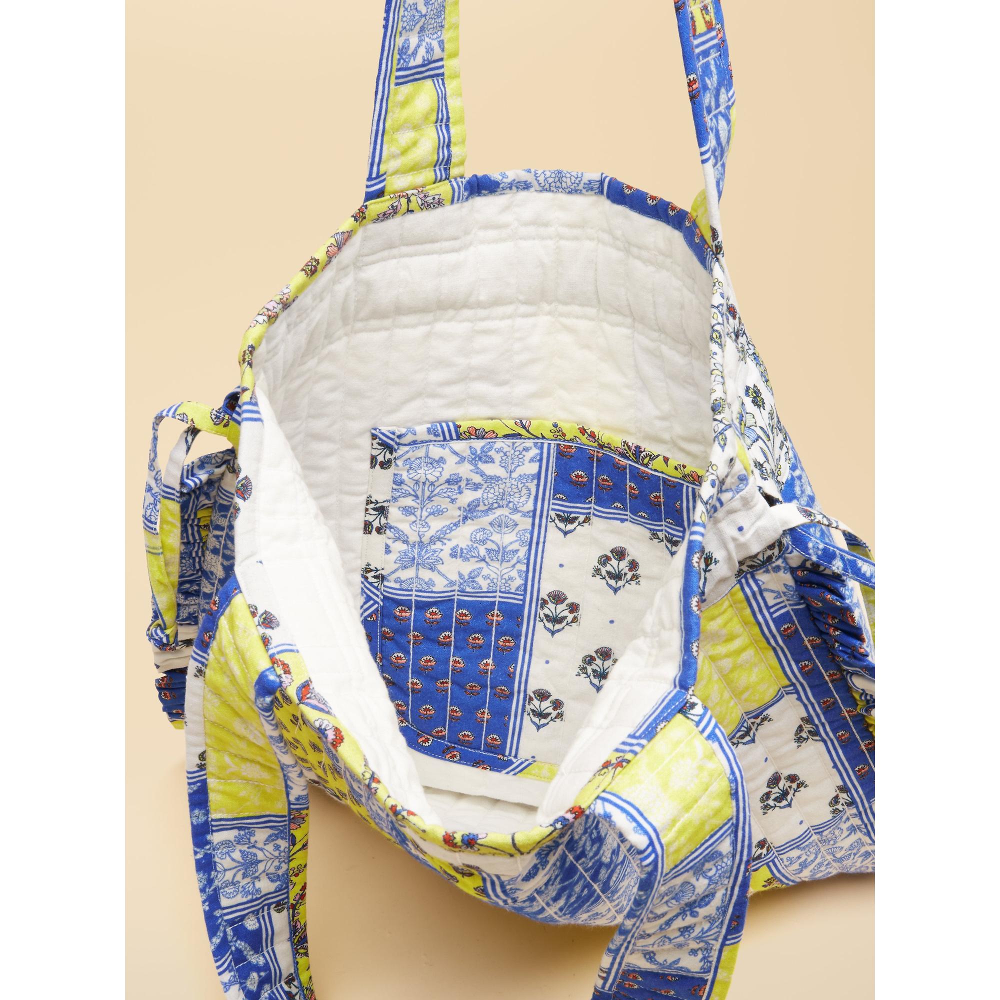 Product image 8 of 9 of Joules Women's Nella Quilted Tote Bag - Yellow Blue Hotch Potch