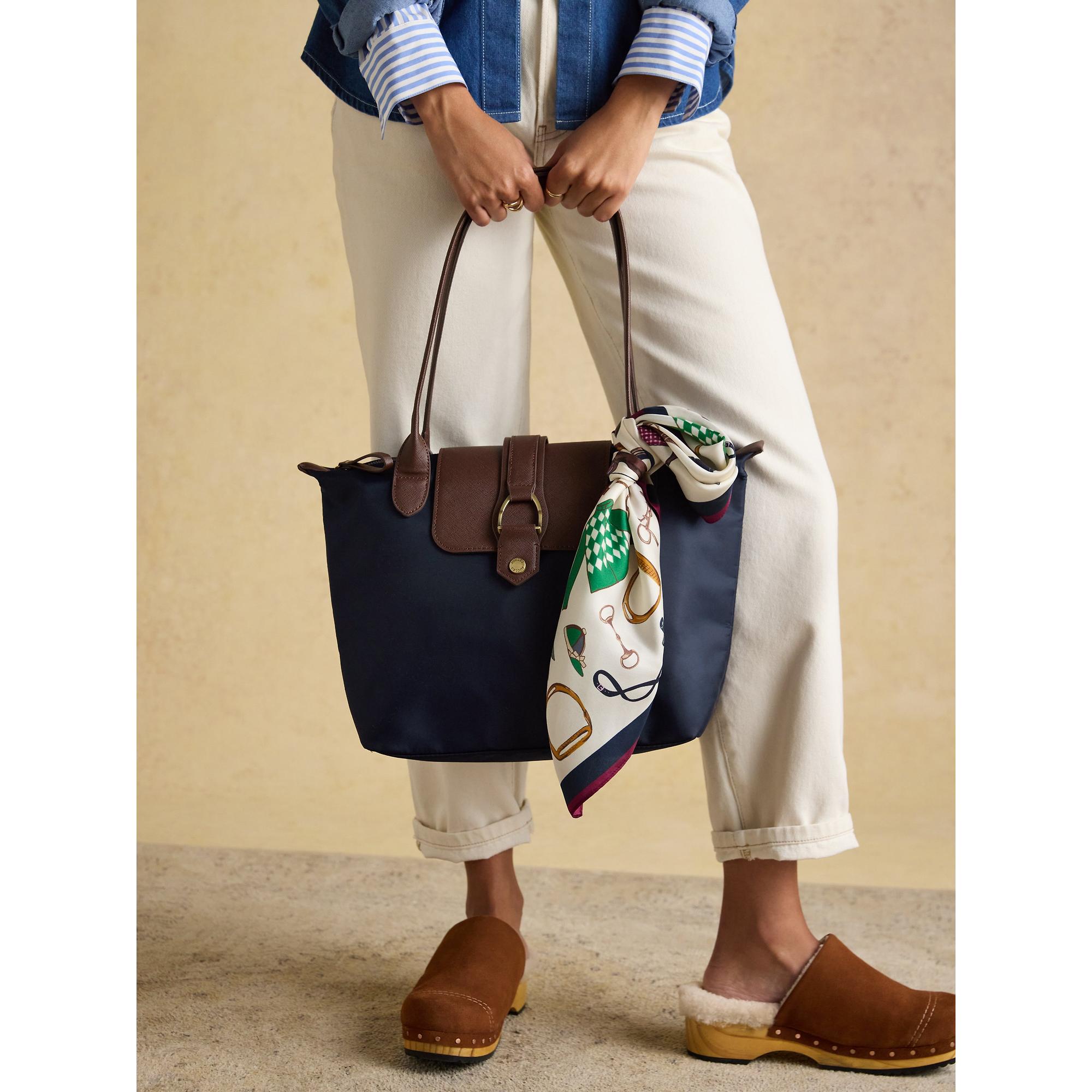 Product image 3 of 6 of Joules Women's Elsie Square 100% Silk Scarf - Cream Navy Equestrian