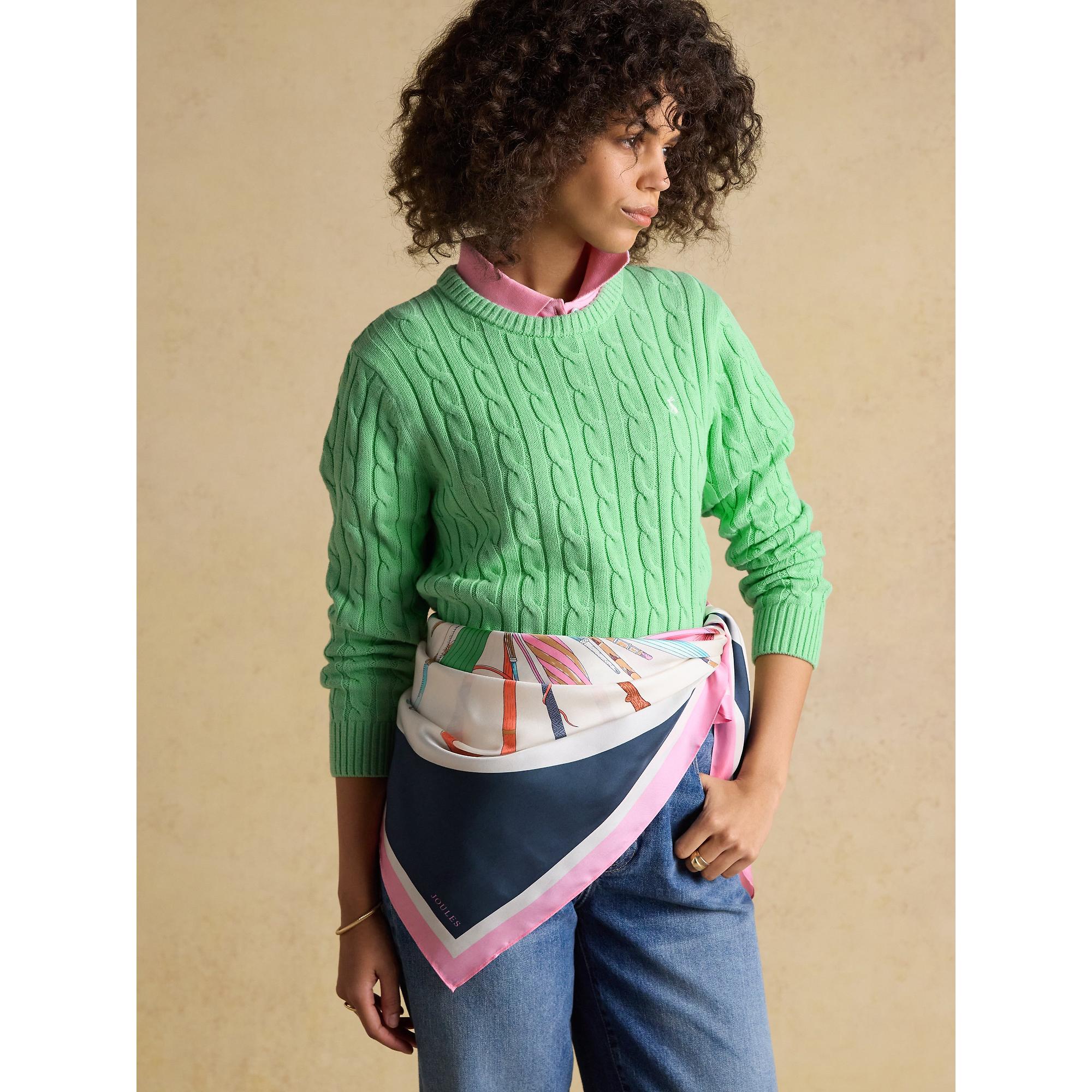 Product image 4 of 5 of Joules Women's Bloomfield Square 100% Silk Scarf - Cream & Navy Printed