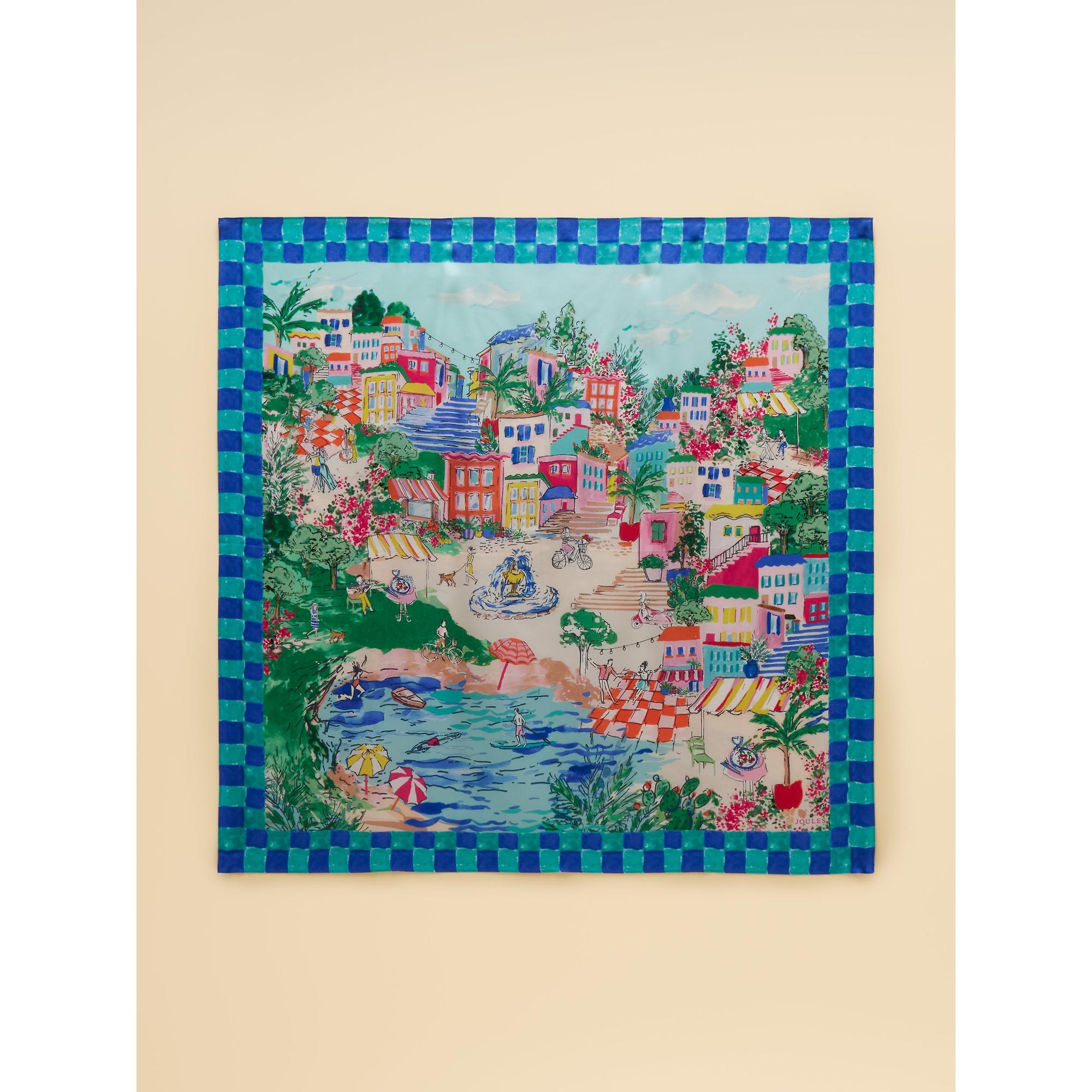 Product image 8 of 8 of Joules Women's Bloomfield Square 100% Silk Scarf - Amalfi Scene