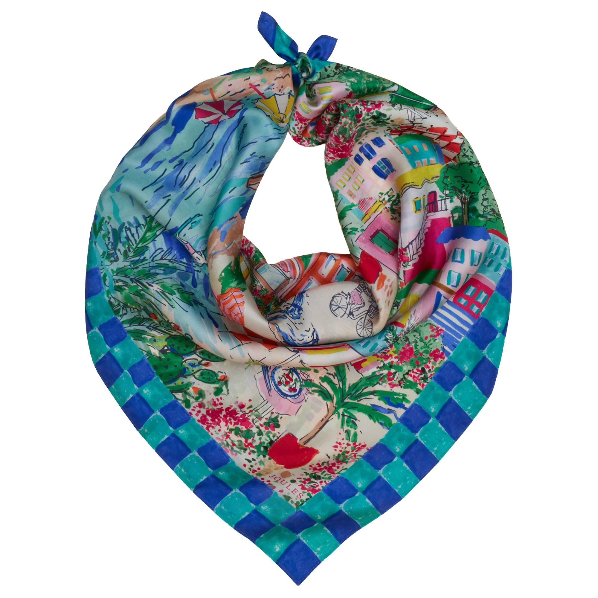 Product image 1 of 8 of Joules Women's Bloomfield Square 100% Silk Scarf - Amalfi Scene