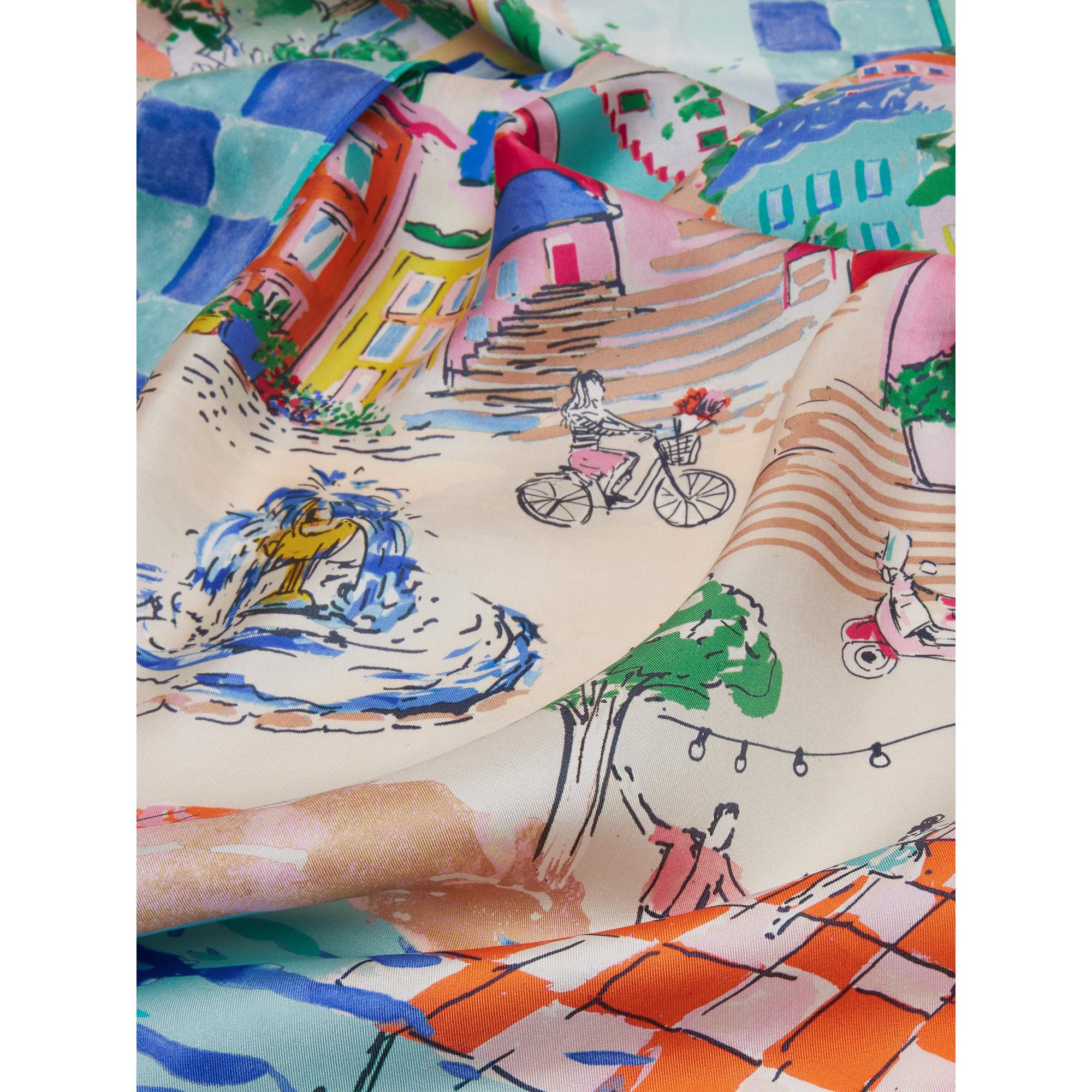 Product image 7 of 8 of Joules Women's Bloomfield Square 100% Silk Scarf - Amalfi Scene