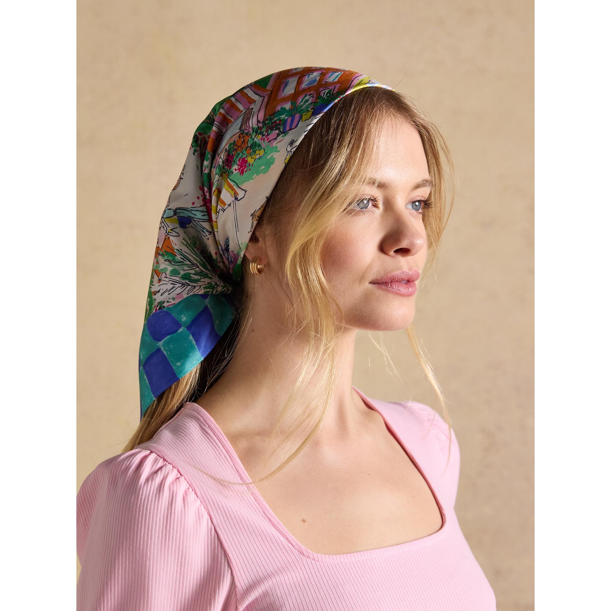 Product image 5 of 8 of Joules Women's Bloomfield Square 100% Silk Scarf - Amalfi Scene