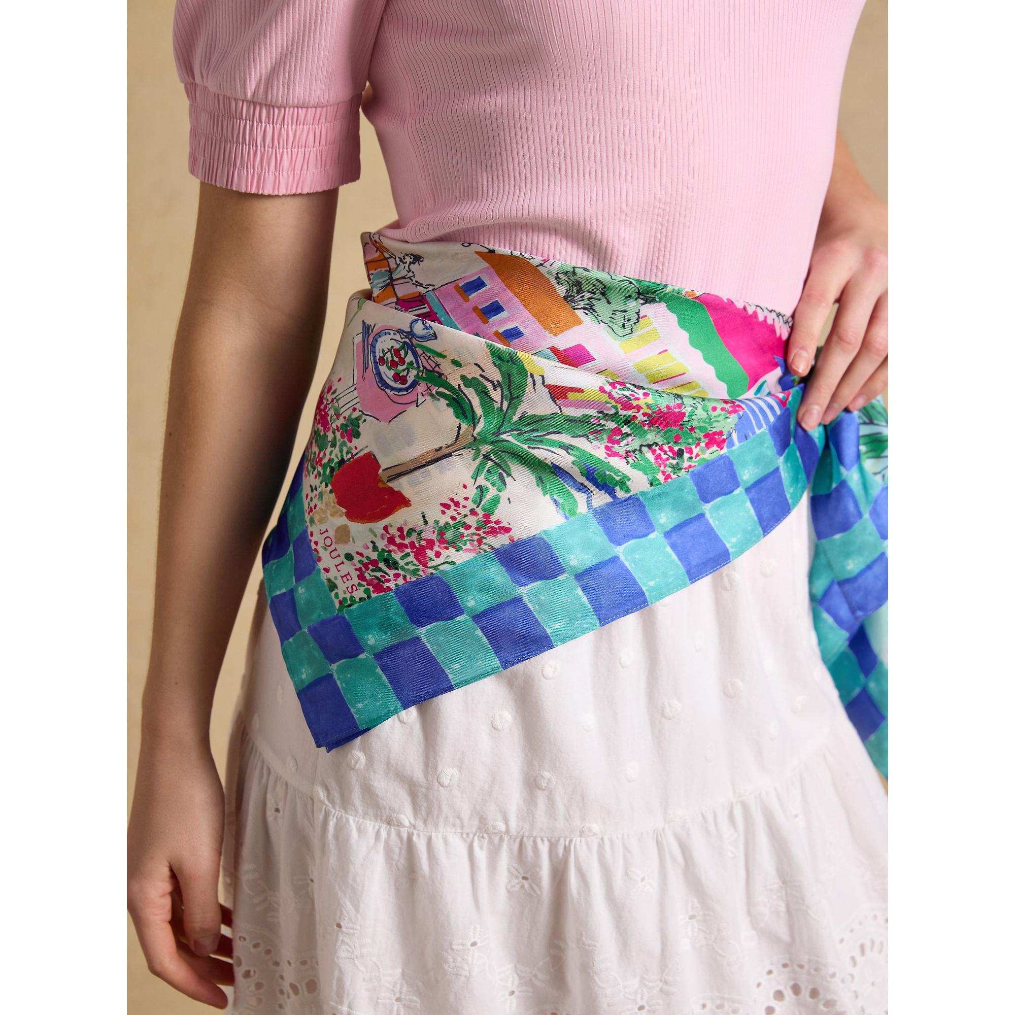 Product image 4 of 8 of Joules Women's Bloomfield Square 100% Silk Scarf - Amalfi Scene