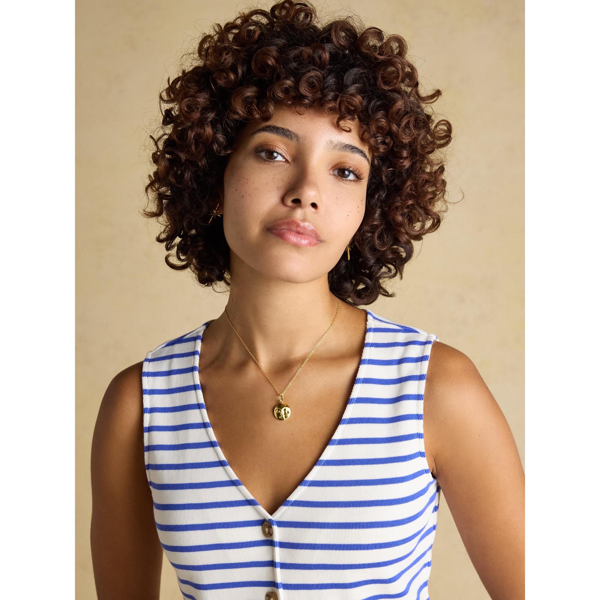 Product image 6 of 8 of Joules Women's Premium Ribbed Jersey 100% Cotton Waistcoat - Blue Stripe