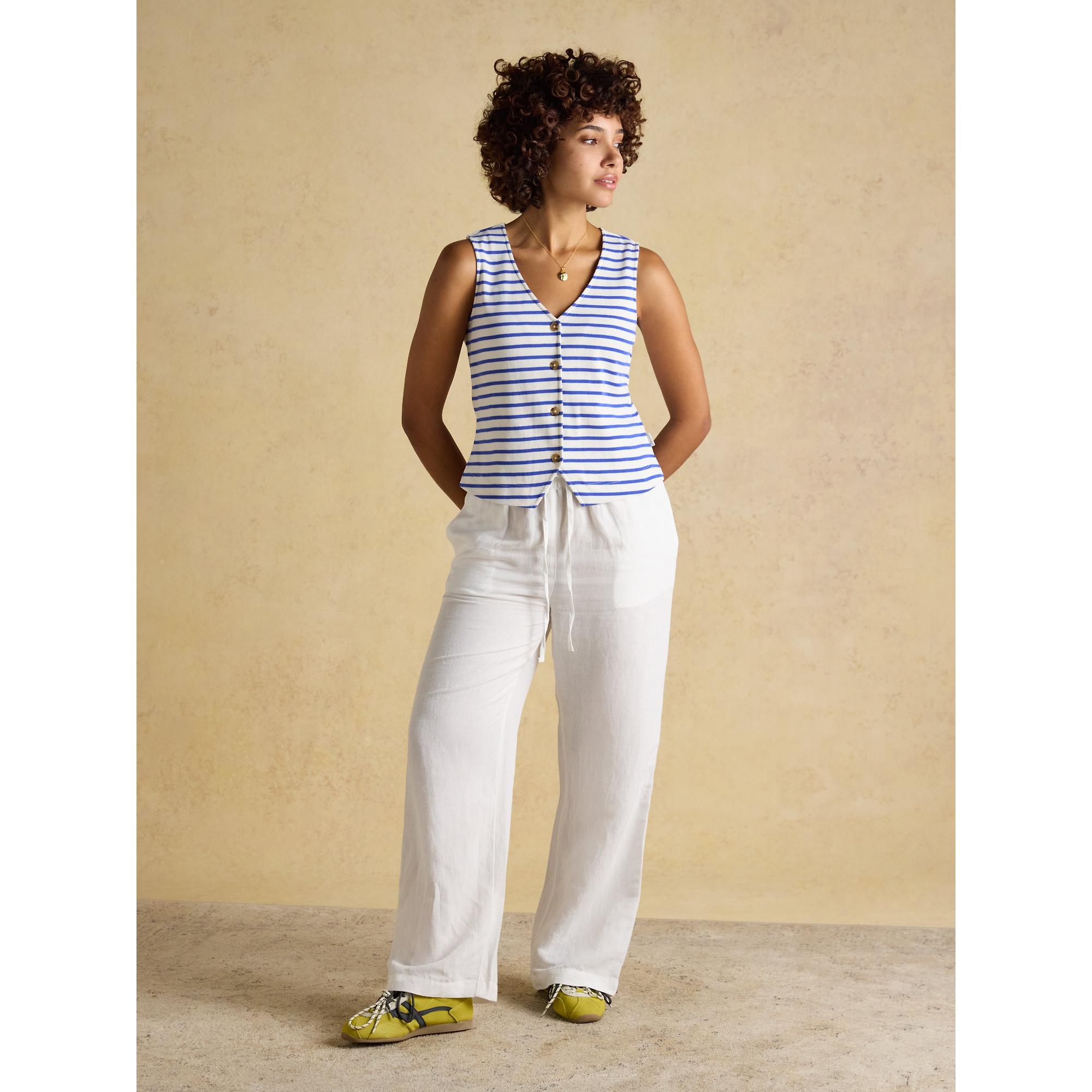Product image 7 of 8 of Joules Women's Premium Ribbed Jersey 100% Cotton Waistcoat - Blue Stripe