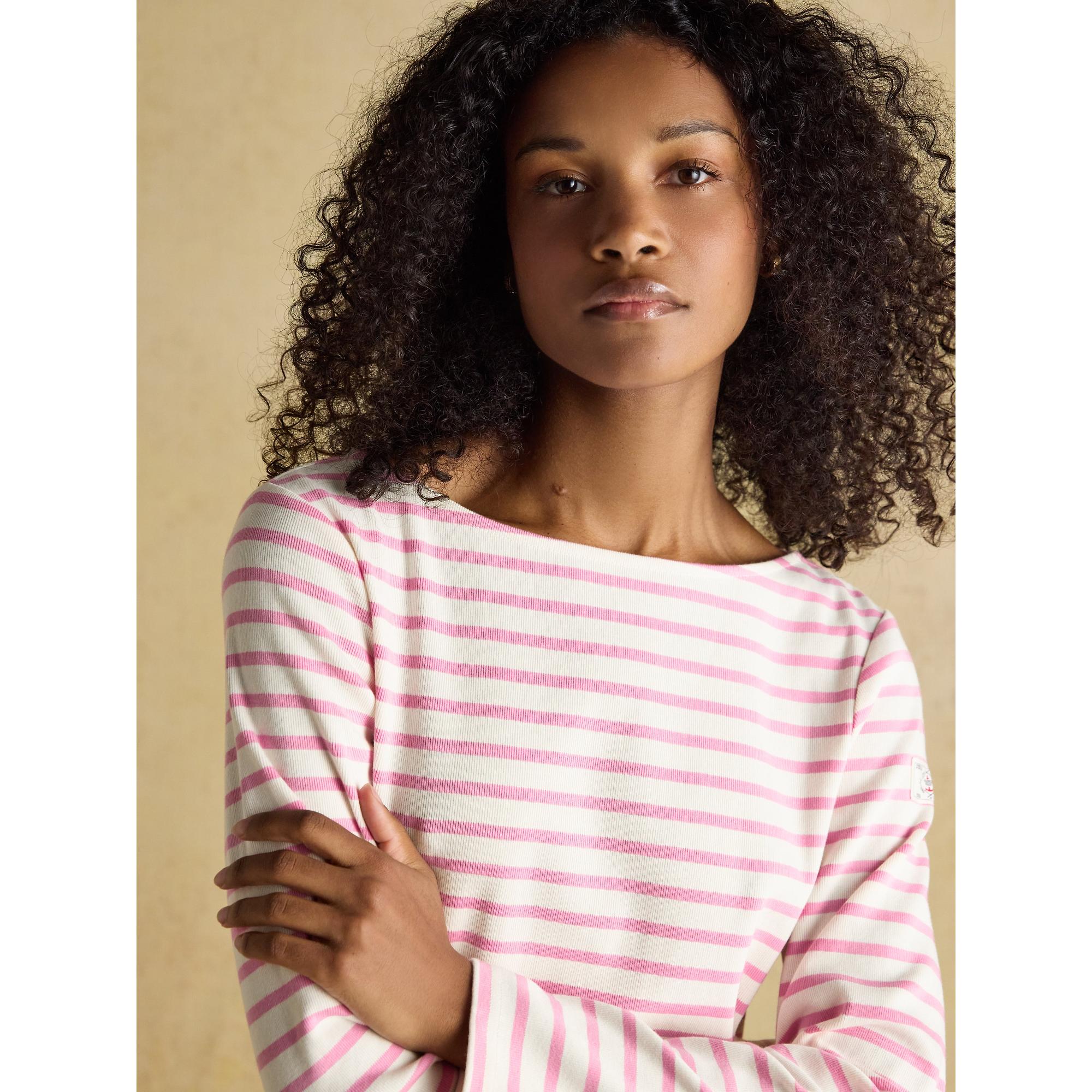 Product image 6 of 8 of Joules Women's Harbour Boat Neck 100% Cotton Long Sleeve Breton Top - Cream/Pink