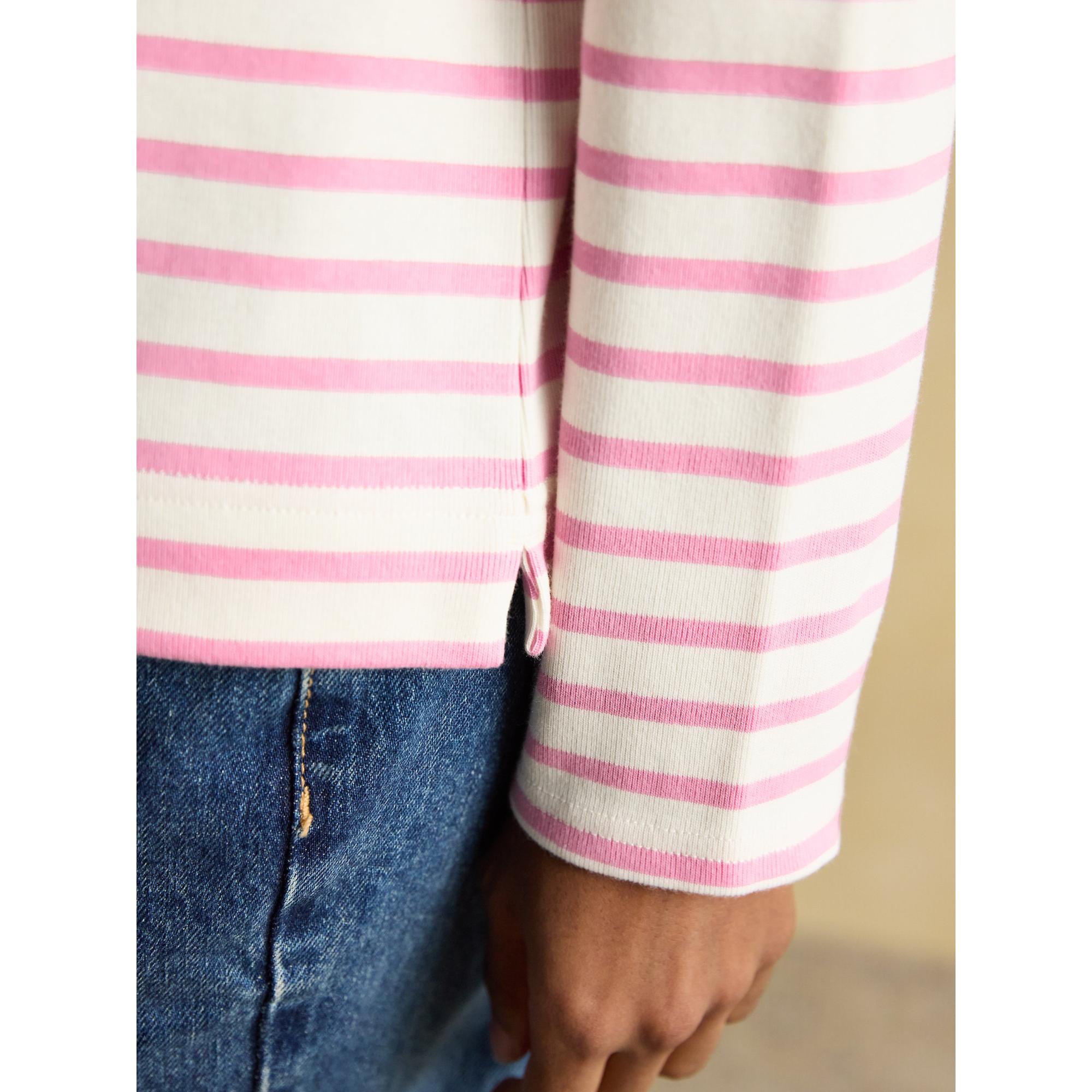 Product image 7 of 8 of Joules Women's Harbour Boat Neck 100% Cotton Long Sleeve Breton Top - Cream/Pink