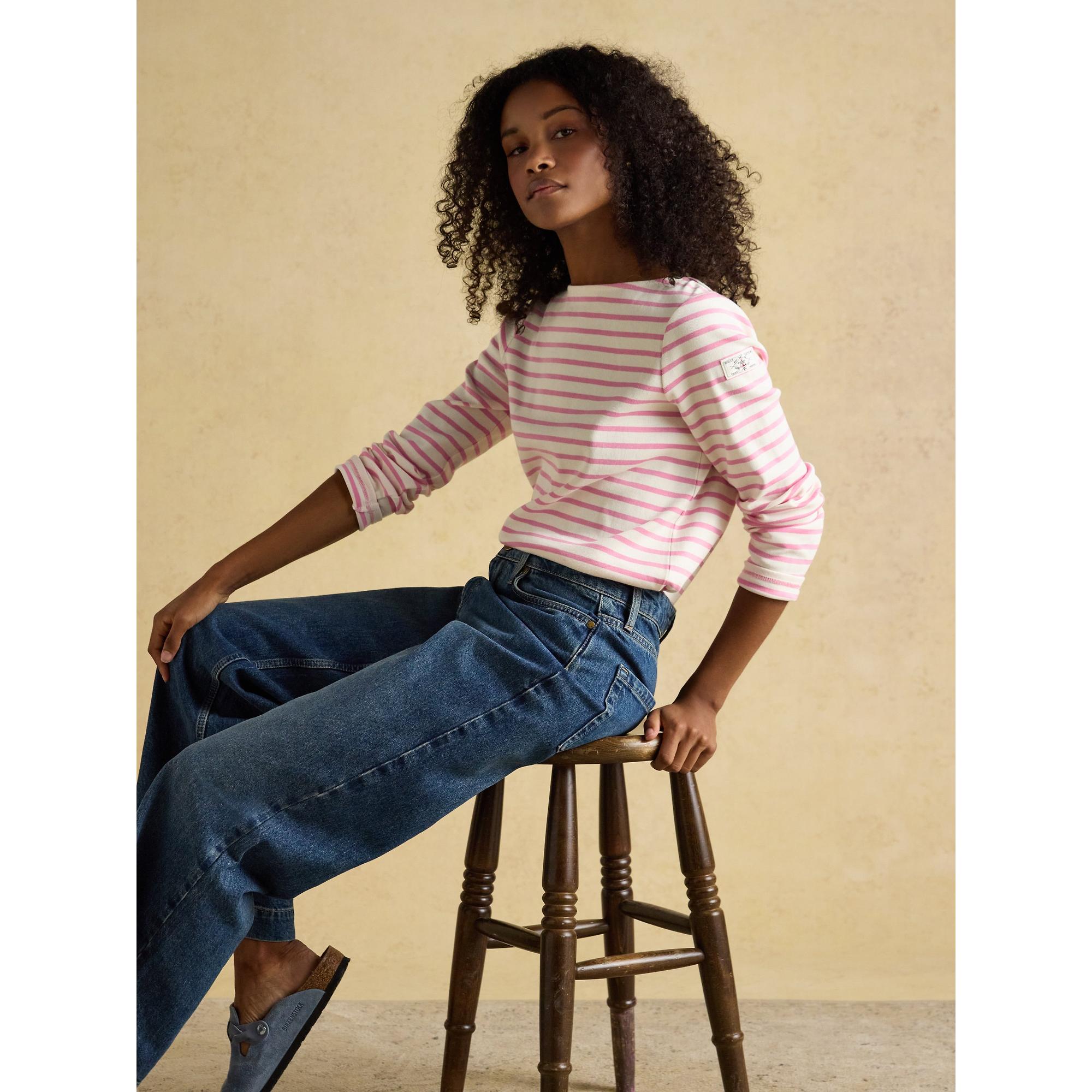 Product image 8 of 8 of Joules Women's Harbour Boat Neck 100% Cotton Long Sleeve Breton Top - Cream/Pink