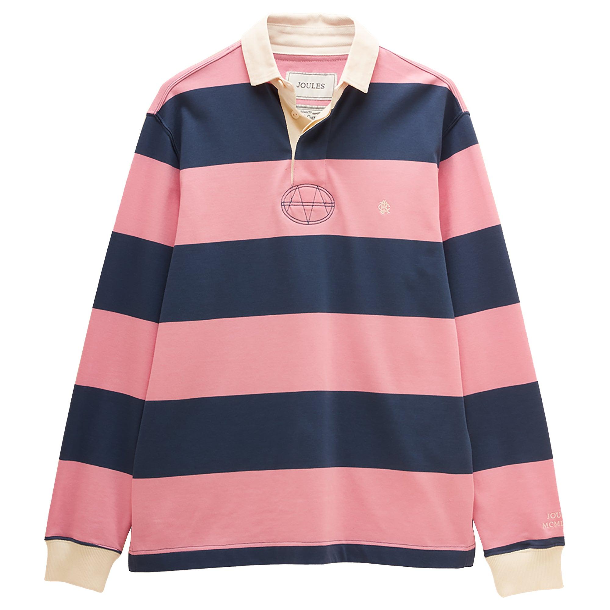 Product image 1 of 8 of Joules Men's Striped Long Sleeve Rugby Shirt - Pink/Blue