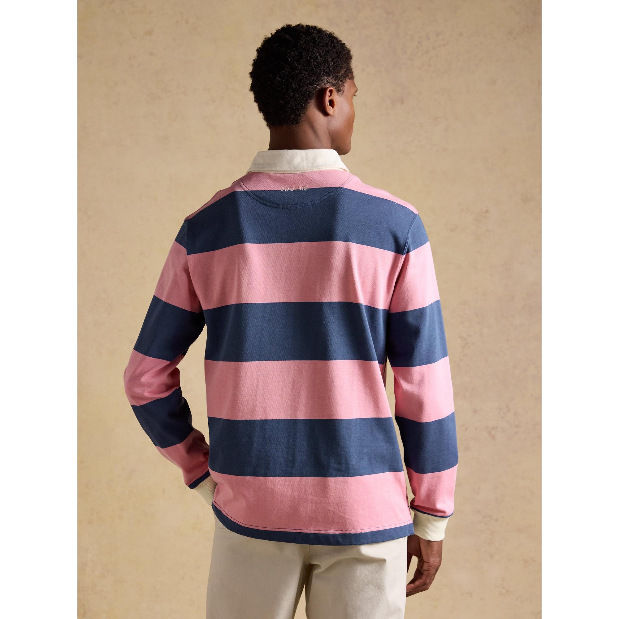 Product image 3 of 8 of Joules Men's Striped Long Sleeve Rugby Shirt - Pink/Blue