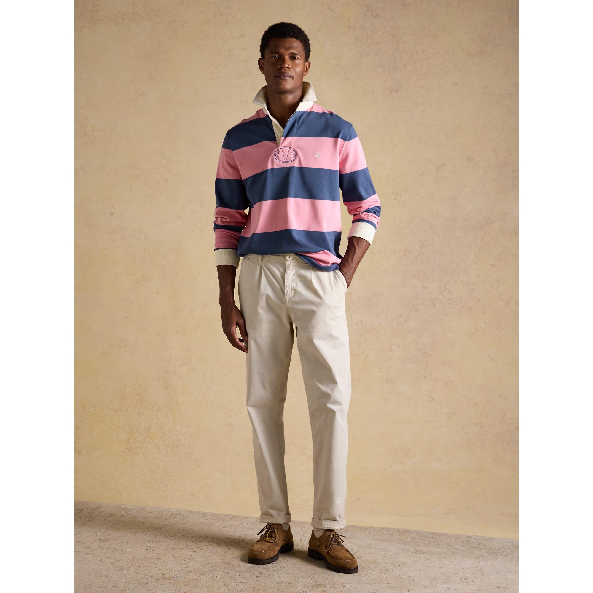 Product image 4 of 8 of Joules Men's Striped Long Sleeve Rugby Shirt - Pink/Blue