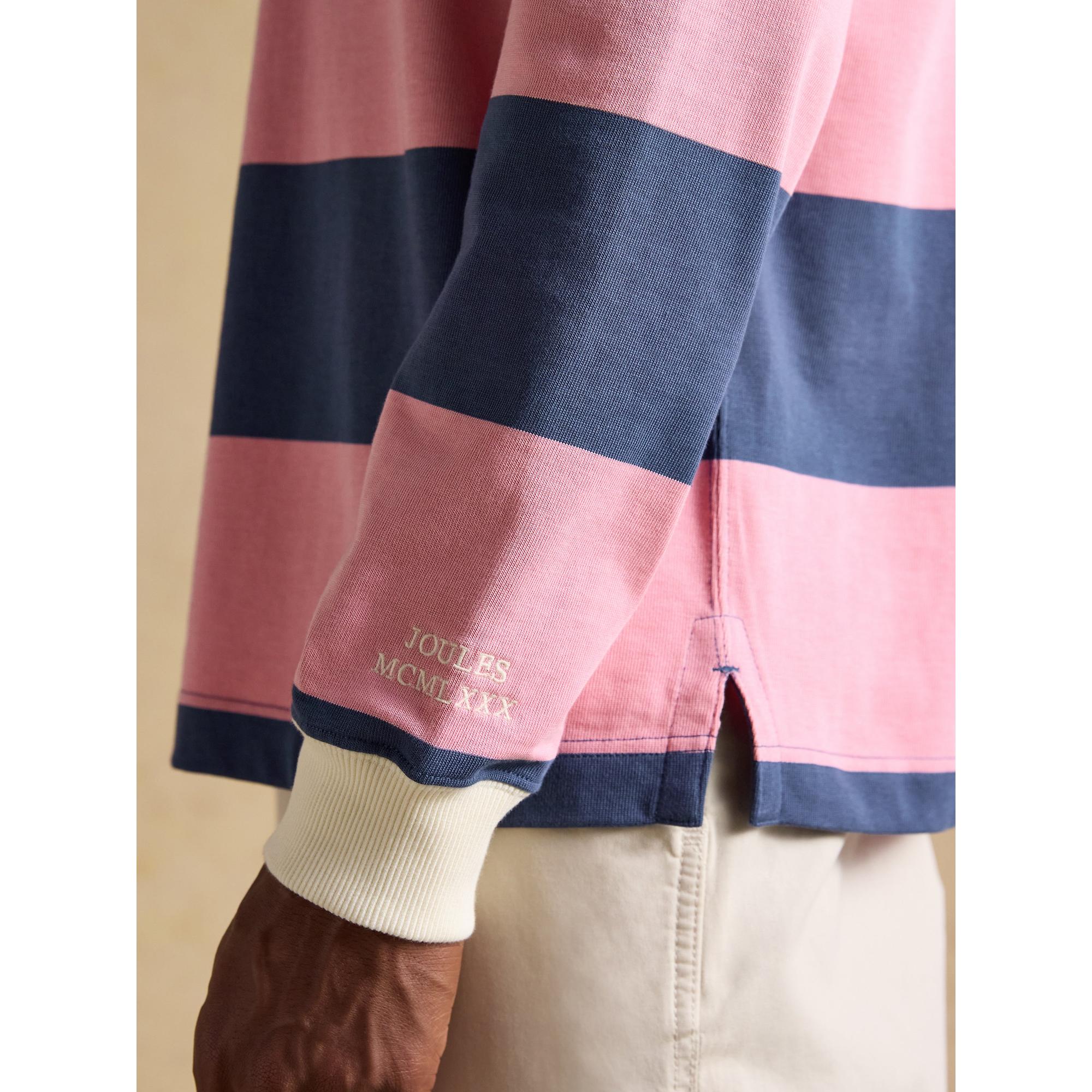 Product image 5 of 8 of Joules Men's Striped Long Sleeve Rugby Shirt - Pink/Blue