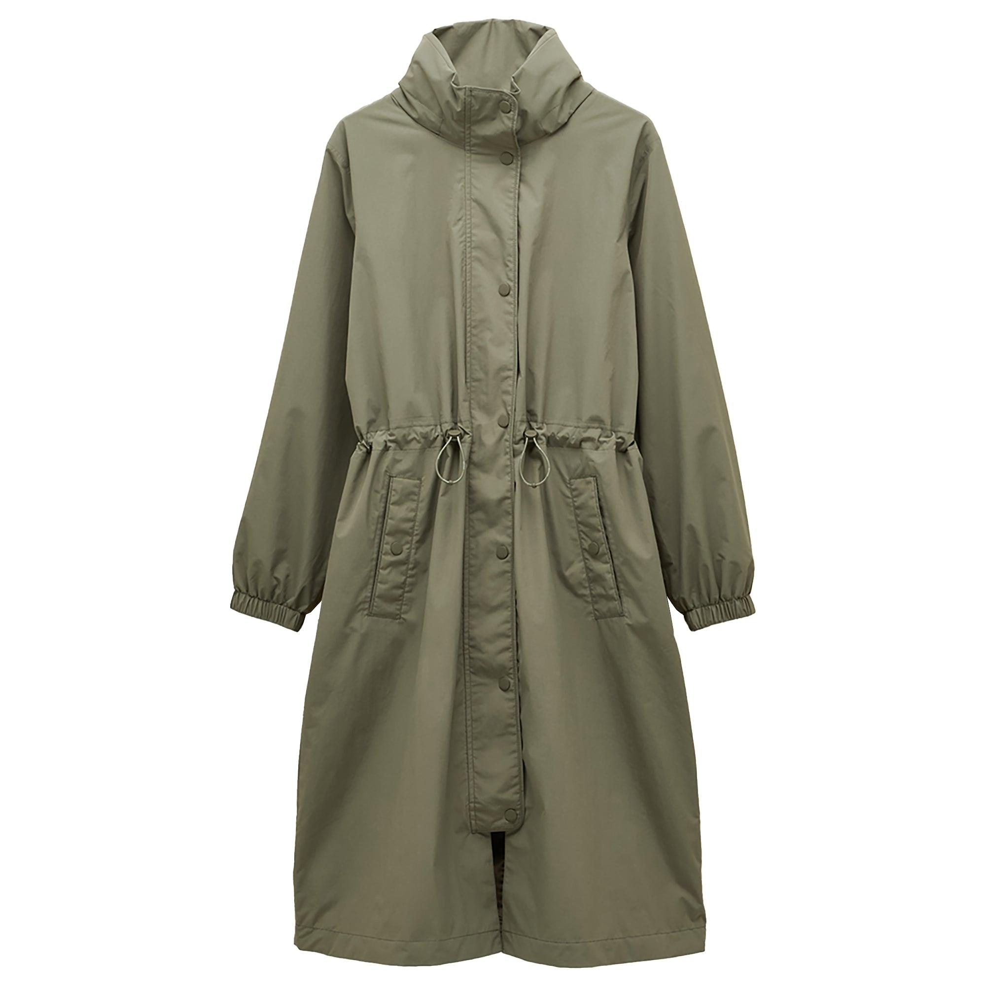 Product image 1 of 12 of Joules Women's Hensley Longline Waterproof Coat with Packable Hood - Khaki Green