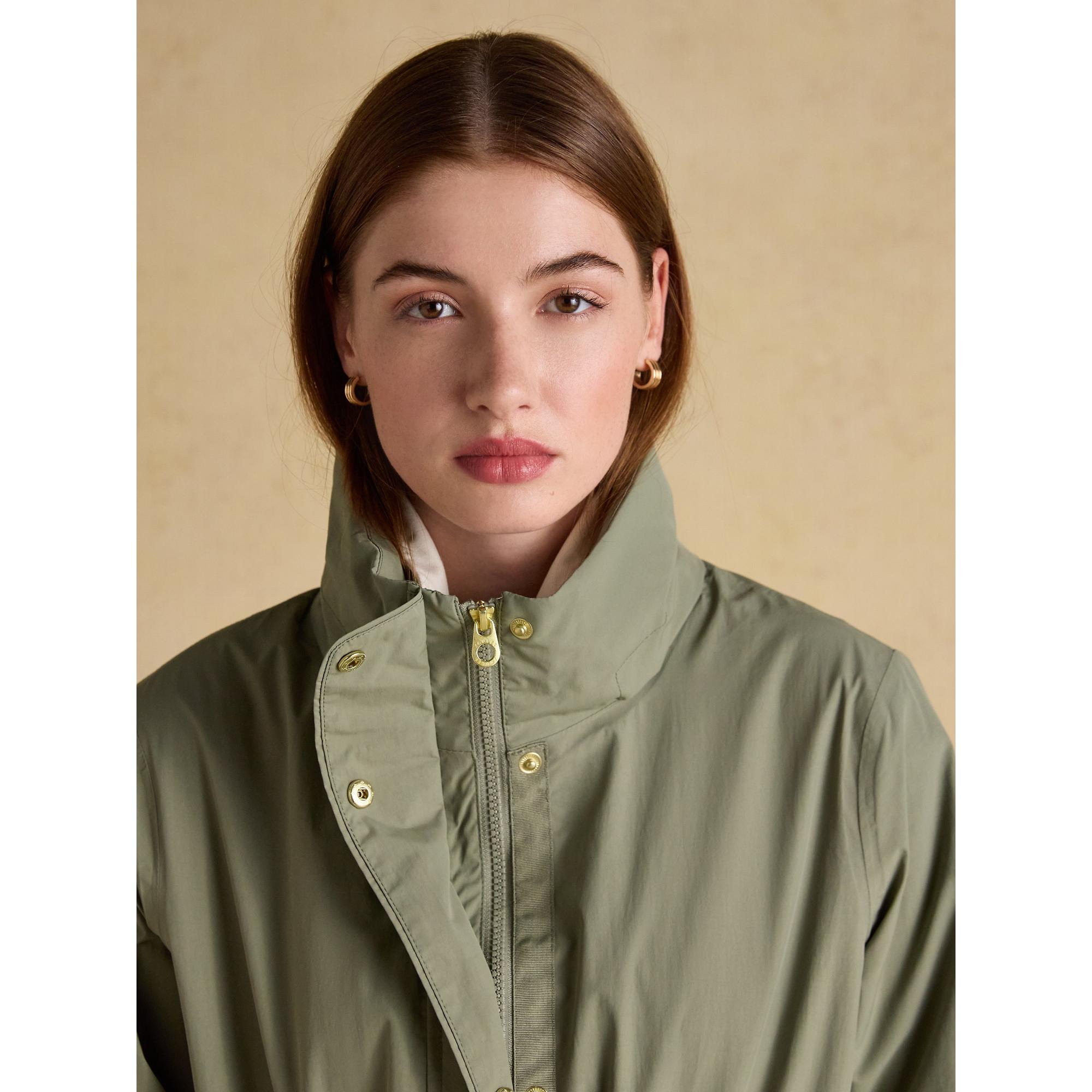 Product image 4 of 12 of Joules Women's Hensley Longline Waterproof Coat with Packable Hood - Khaki Green