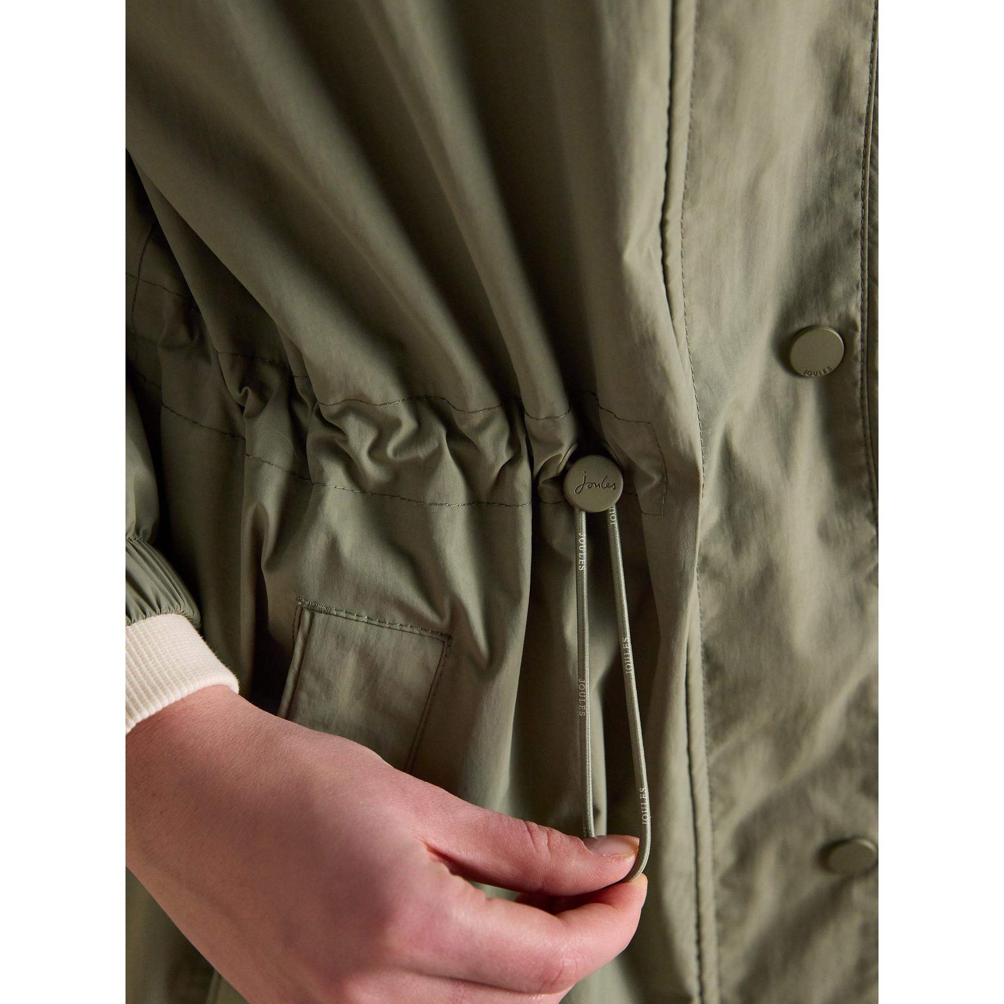 Product image 5 of 12 of Joules Women's Hensley Longline Waterproof Coat with Packable Hood - Khaki Green