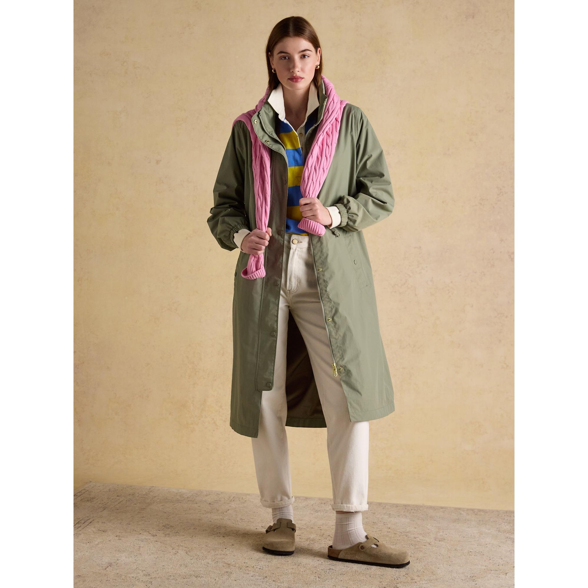 Product image 6 of 12 of Joules Women's Hensley Longline Waterproof Coat with Packable Hood - Khaki Green