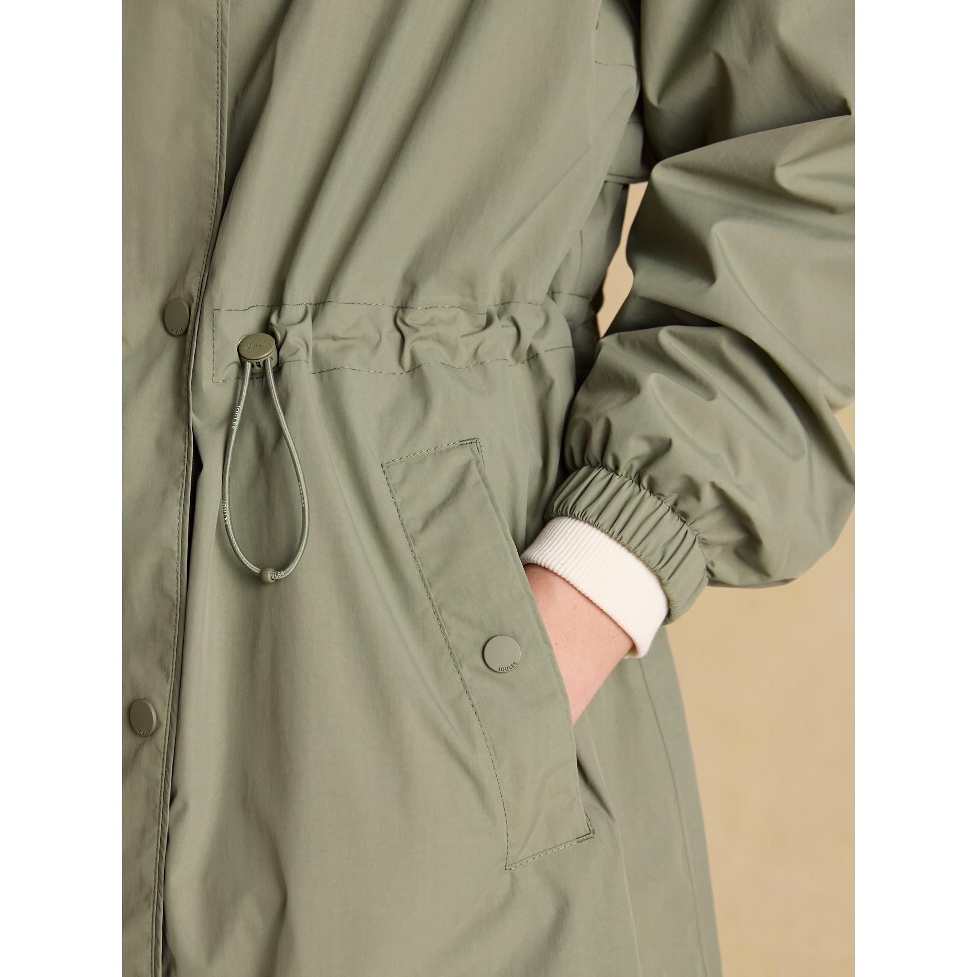 Product image 8 of 12 of Joules Women's Hensley Longline Waterproof Coat with Packable Hood - Khaki Green