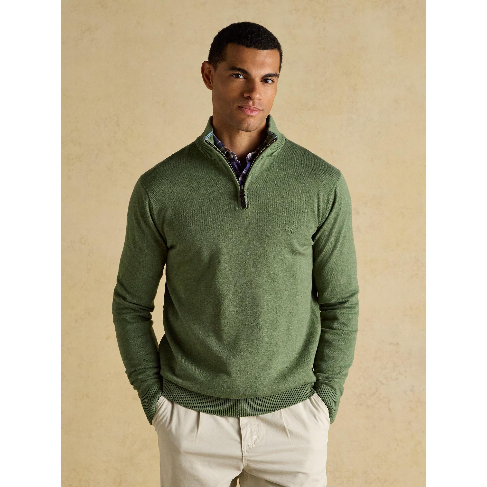Product image 2 of 9 of Joules Men's Hillside Quarter Zip Knitted Jumper - Khaki Green