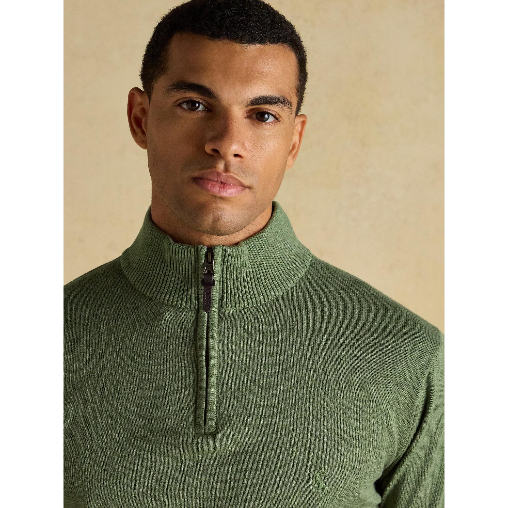 Product image 4 of 9 of Joules Men's Hillside Quarter Zip Knitted Jumper - Khaki Green