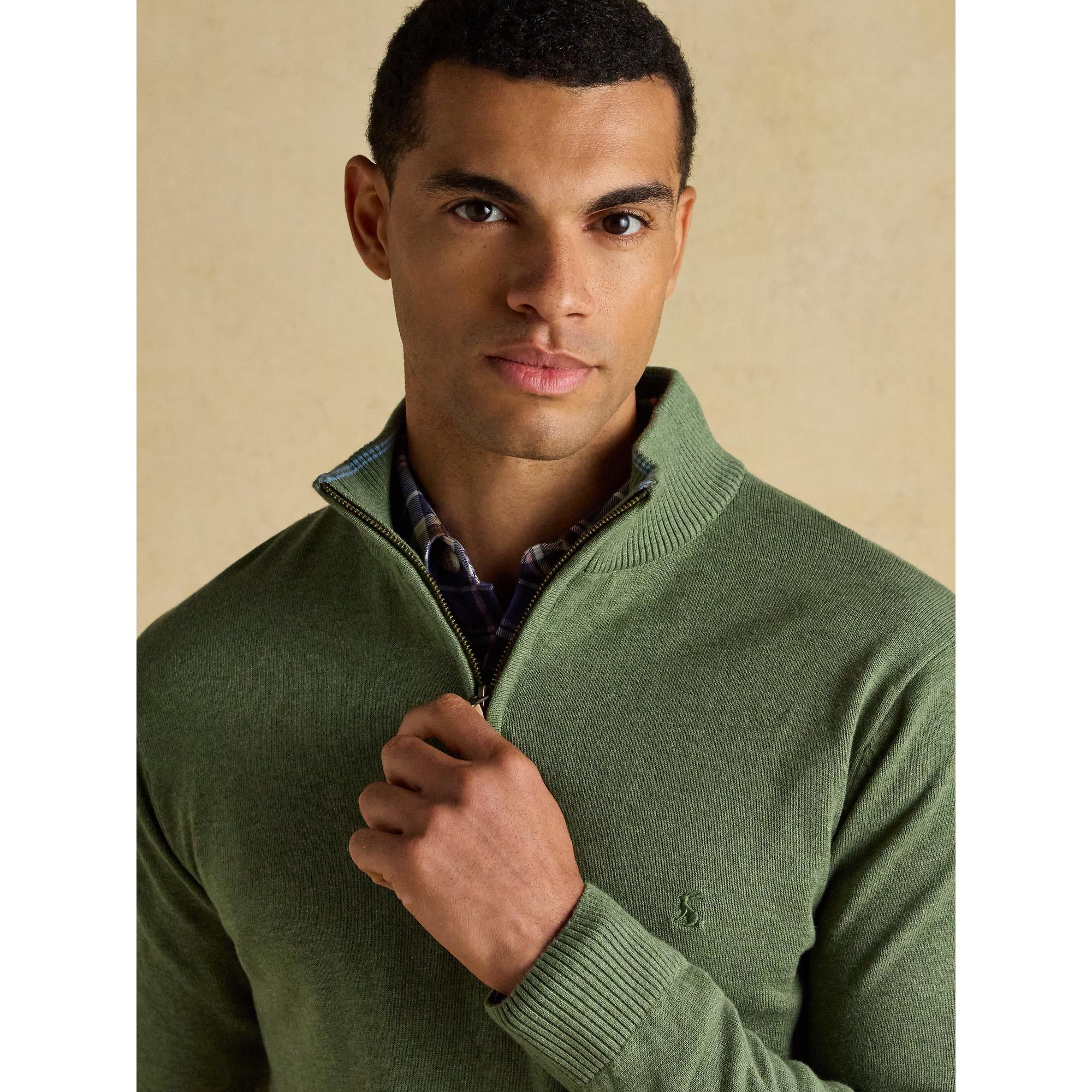 Product image 7 of 9 of Joules Men's Hillside Quarter Zip Knitted Jumper - Khaki Green