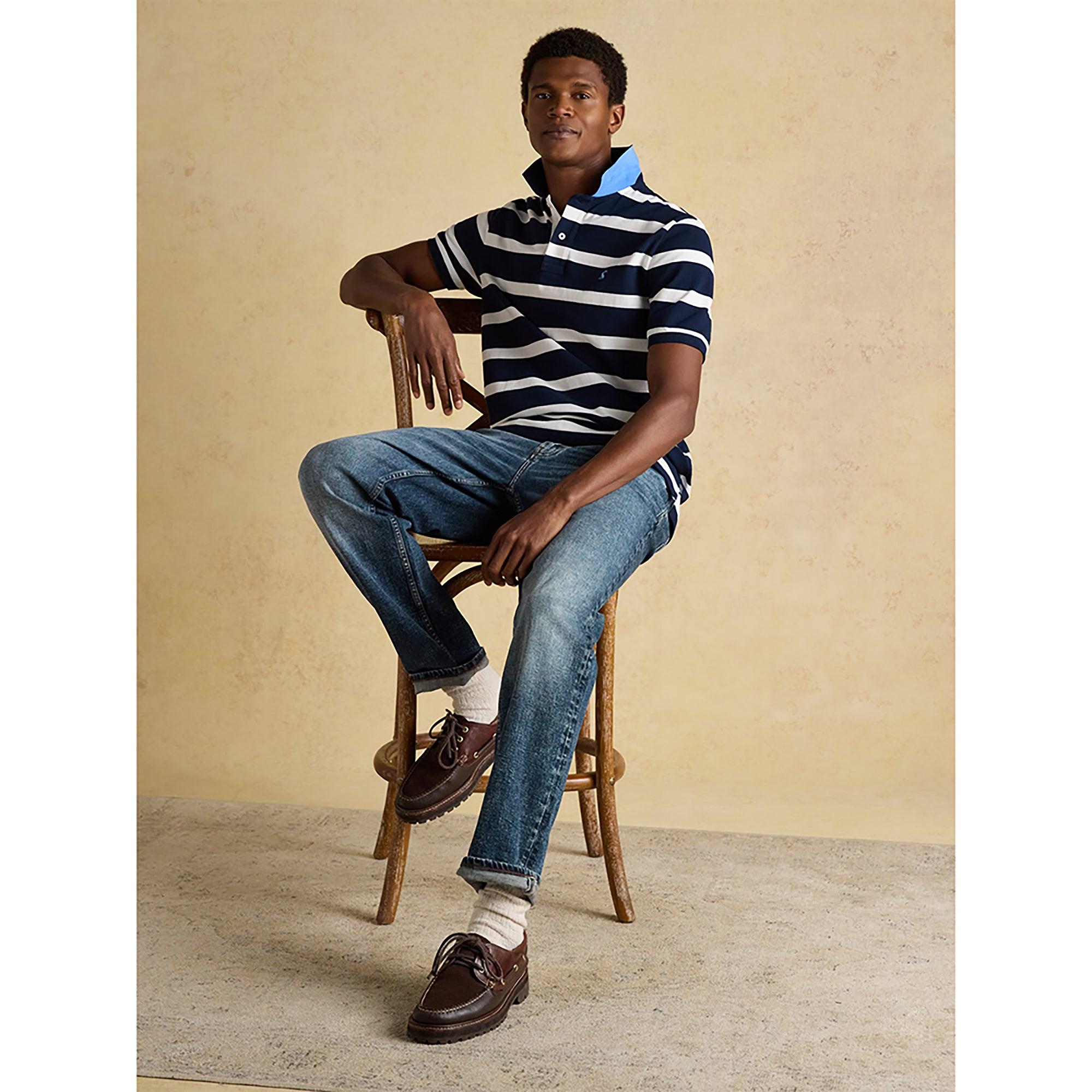 Product image 6 of 9 of Joules Men's Woody Cotton Pique Polo Shirt - Navy & White Stripe