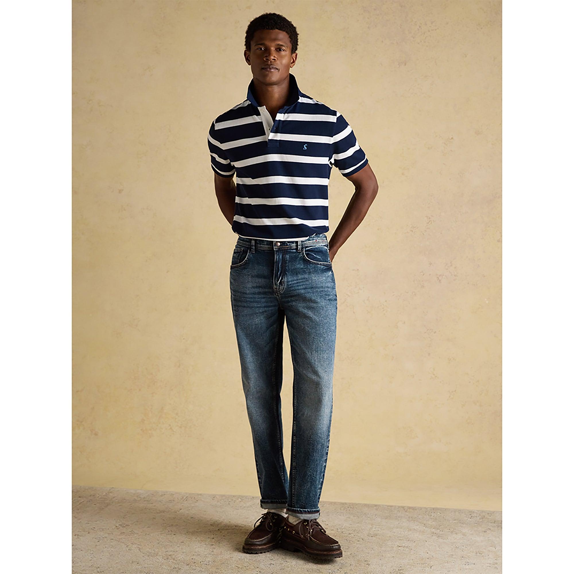 Product image 9 of 9 of Joules Men's Woody Cotton Pique Polo Shirt - Navy & White Stripe