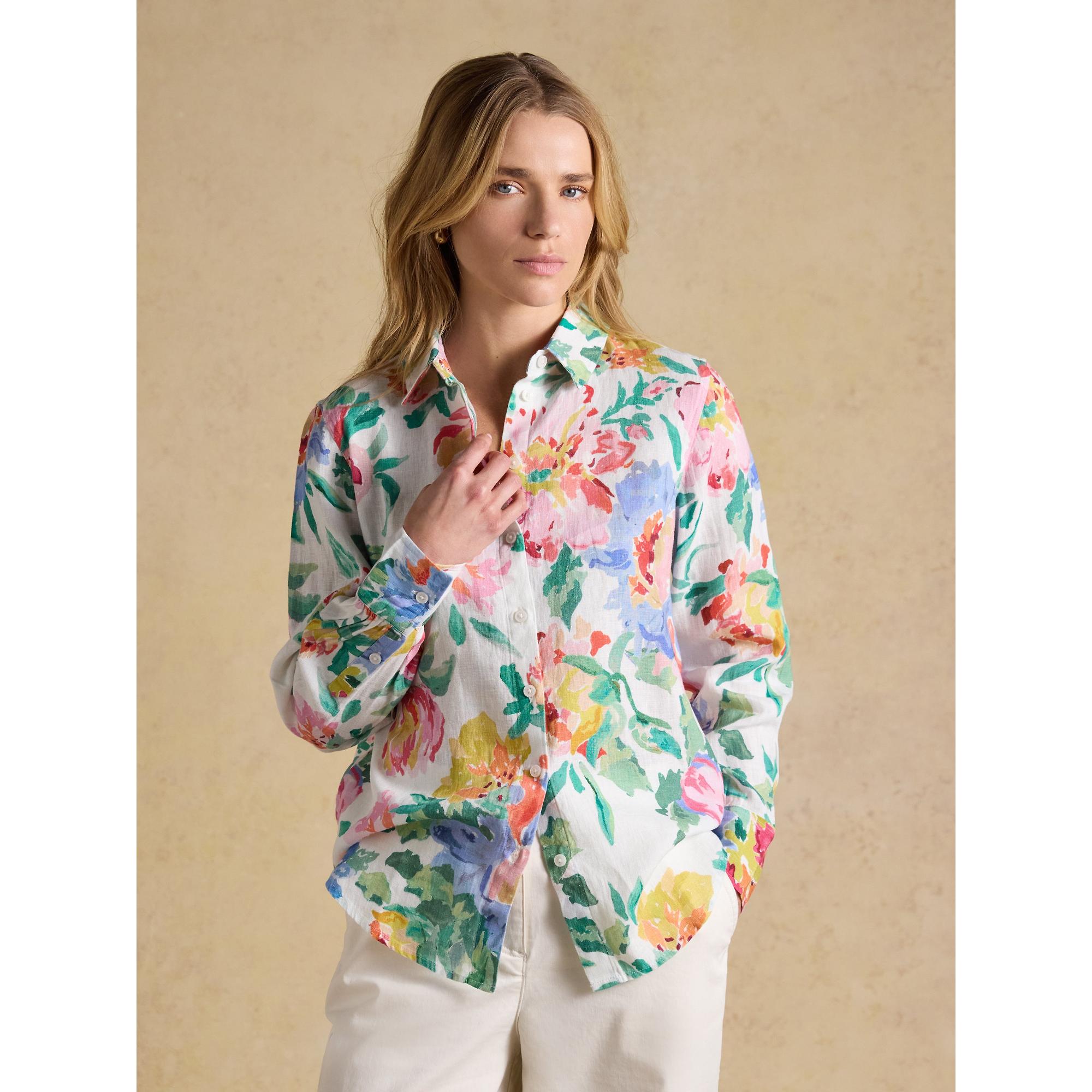 Product image 2 of 7 of Joules Women's Anna Long Sleeve 100% Linen Shirt - Multi Floral