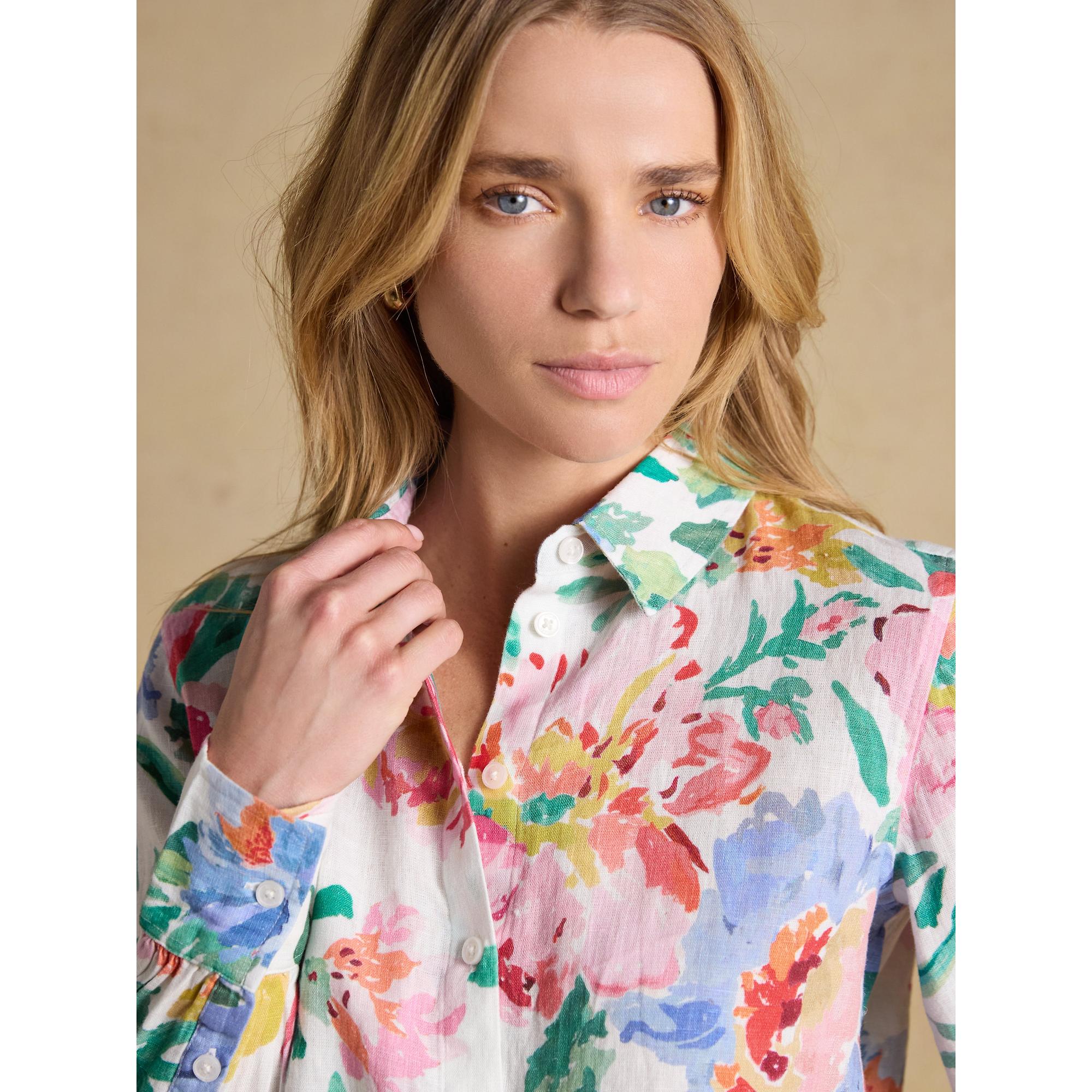 Product image 4 of 7 of Joules Women's Anna Long Sleeve 100% Linen Shirt - Multi Floral