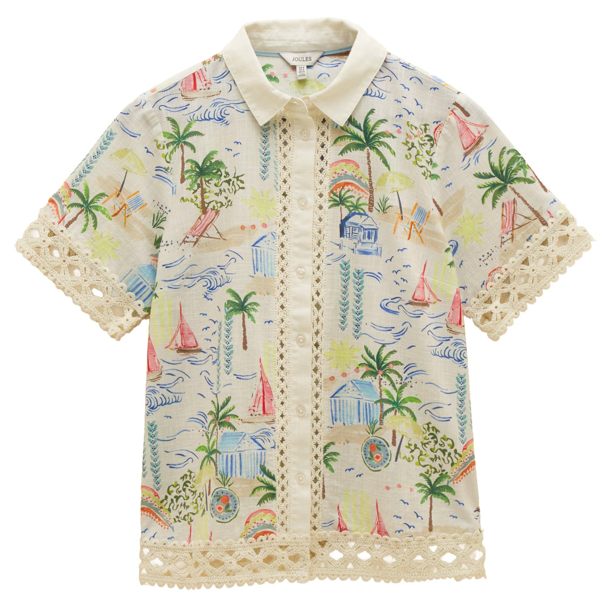 Product image 1 of 8 of Joules Women's Isobel Crochet Trim Shirt - Coastal Scene Print