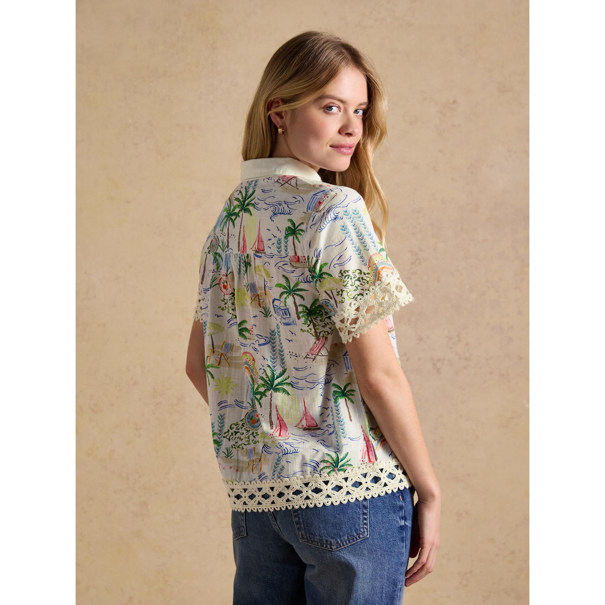 Product image 3 of 8 of Joules Women's Isobel Crochet Trim Shirt - Coastal Scene Print