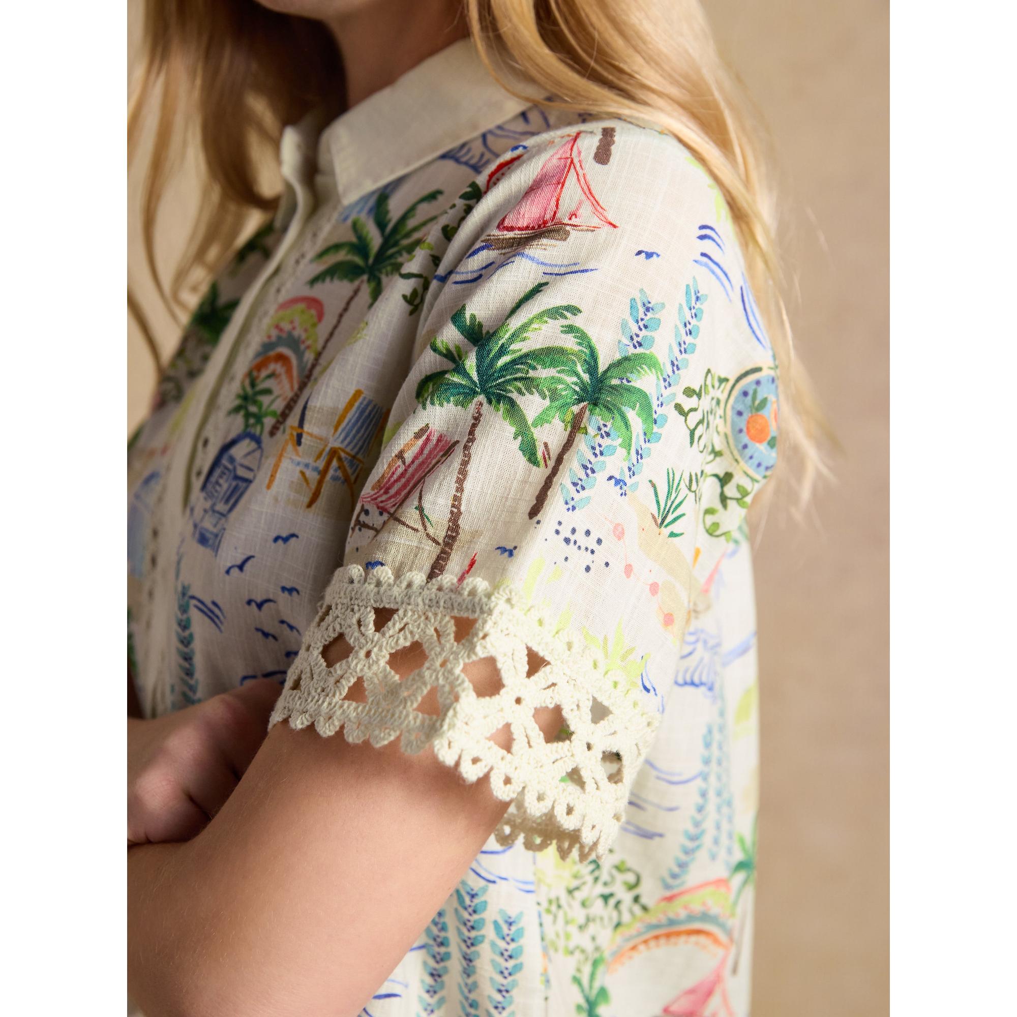 Product image 4 of 8 of Joules Women's Isobel Crochet Trim Shirt - Coastal Scene Print