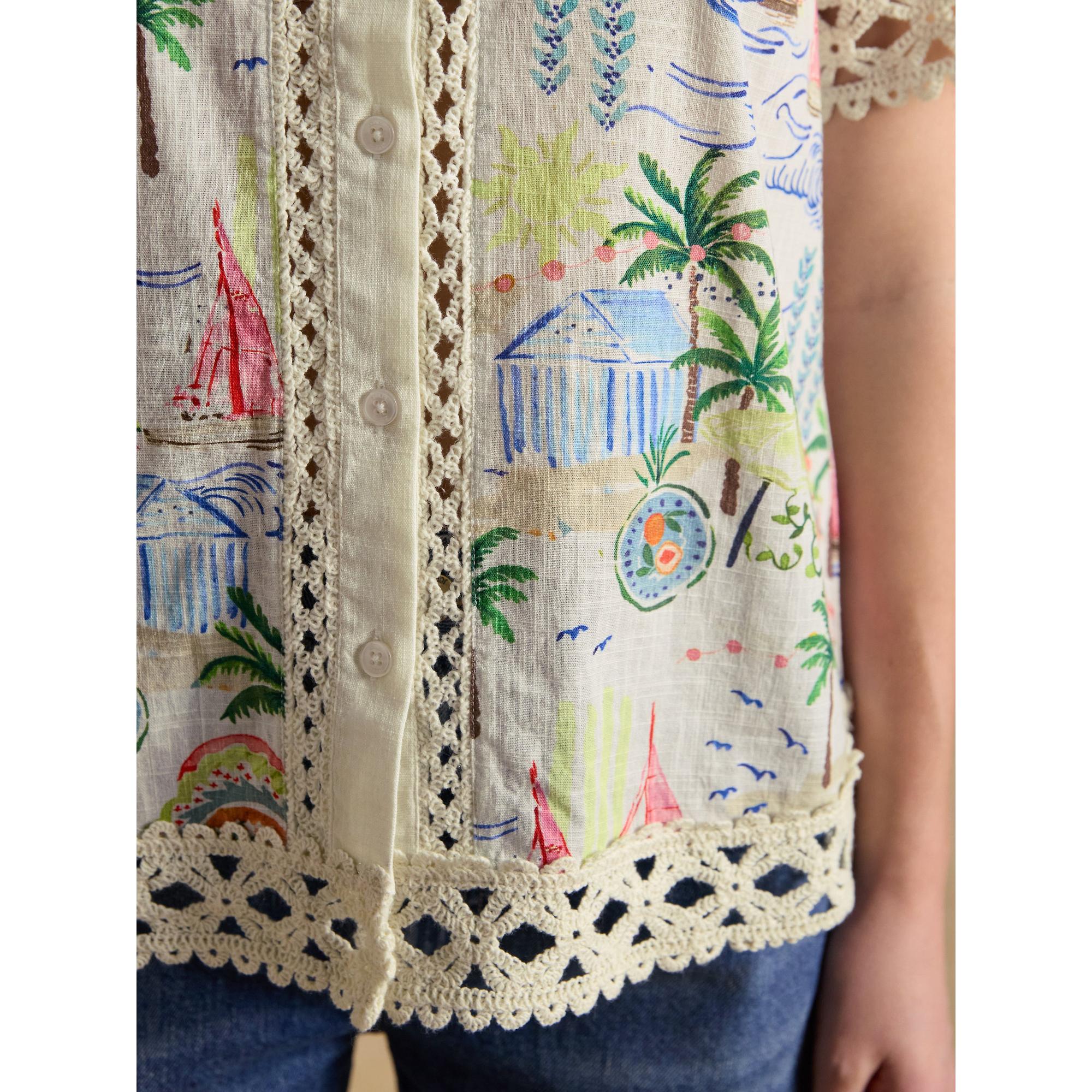 Product image 7 of 8 of Joules Women's Isobel Crochet Trim Shirt - Coastal Scene Print