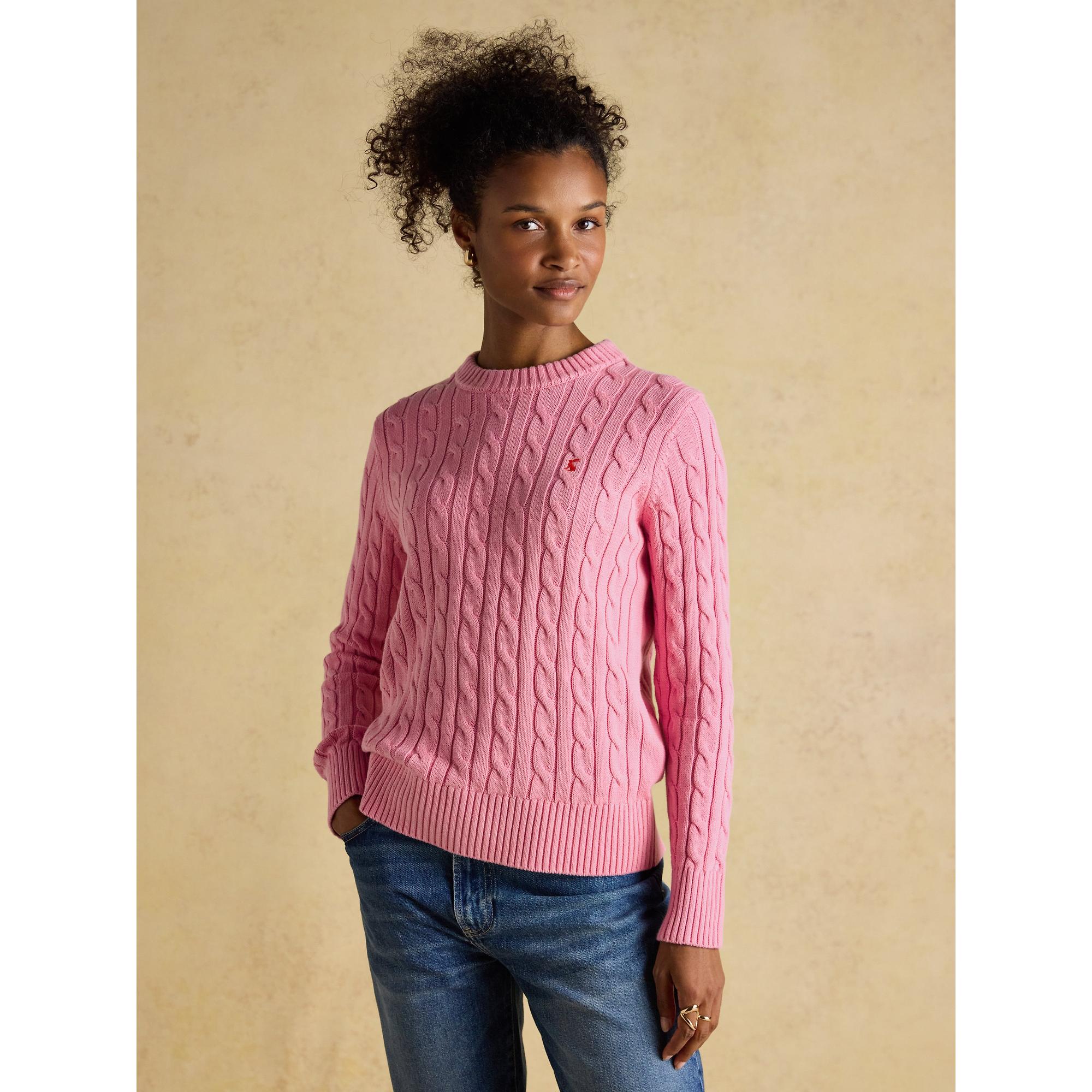 Product image 2 of 10 of Joules Women's Classic Cable Cotton Crew Neck Jumper - Pink