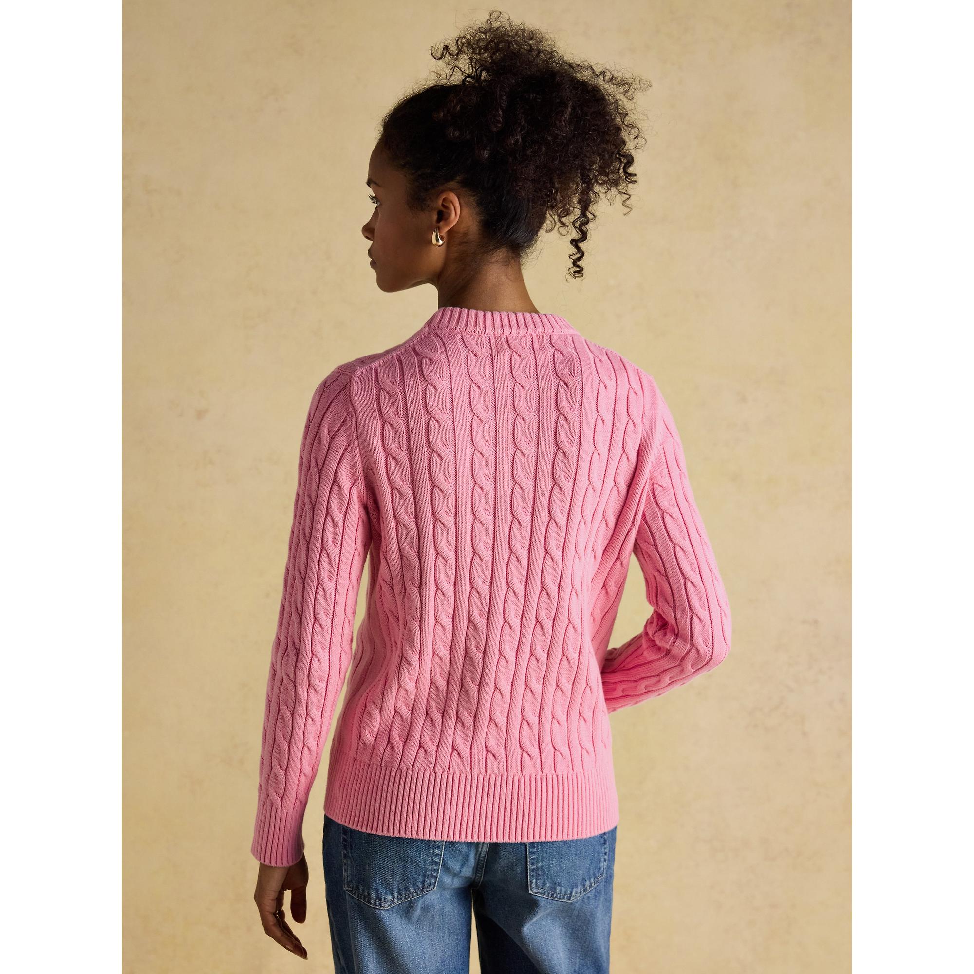 Product image 3 of 10 of Joules Women's Classic Cable Cotton Crew Neck Jumper - Pink