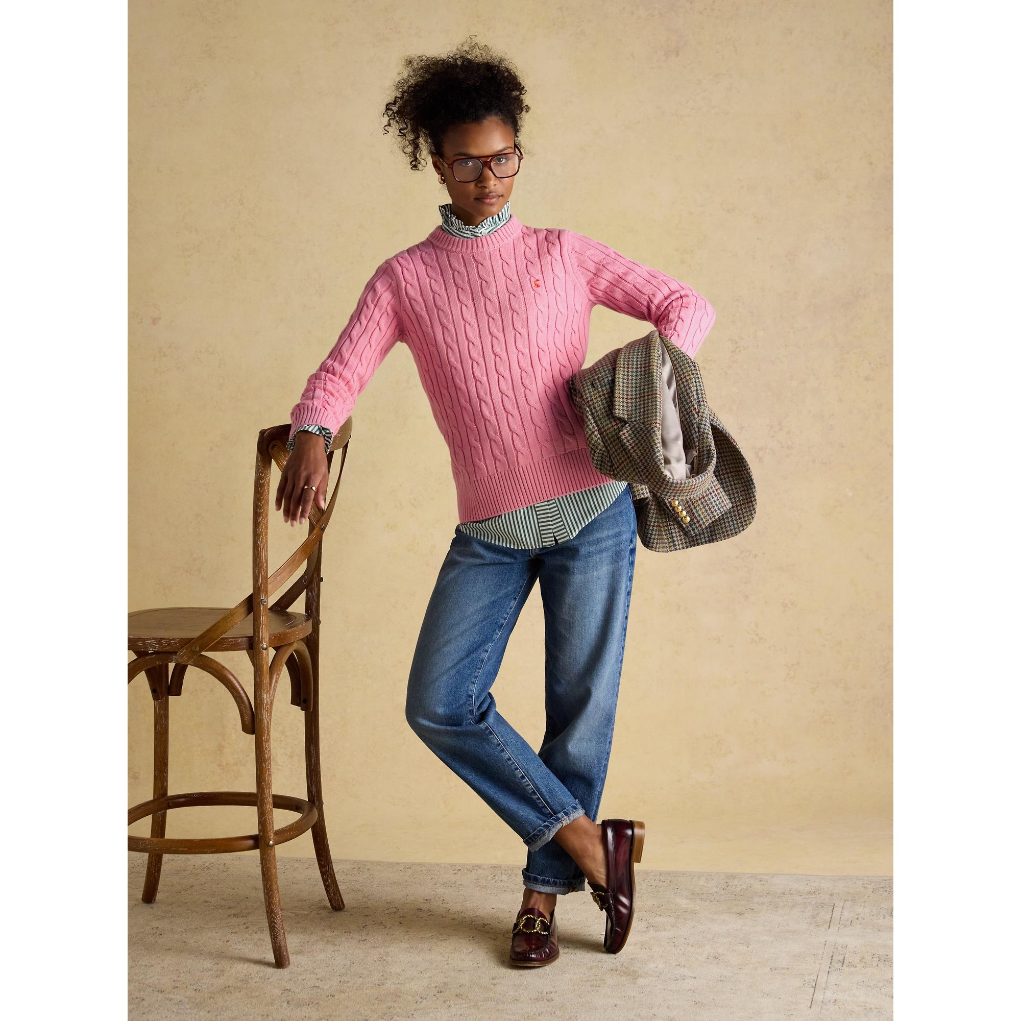 Product image 8 of 10 of Joules Women's Classic Cable Cotton Crew Neck Jumper - Pink