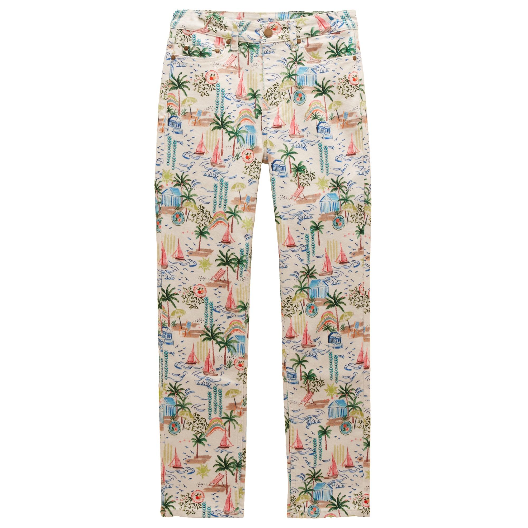 Product image 1 of 7 of Joules Women's Straight Fit Slim Mid Rise Jeans - Coastal Scene Print