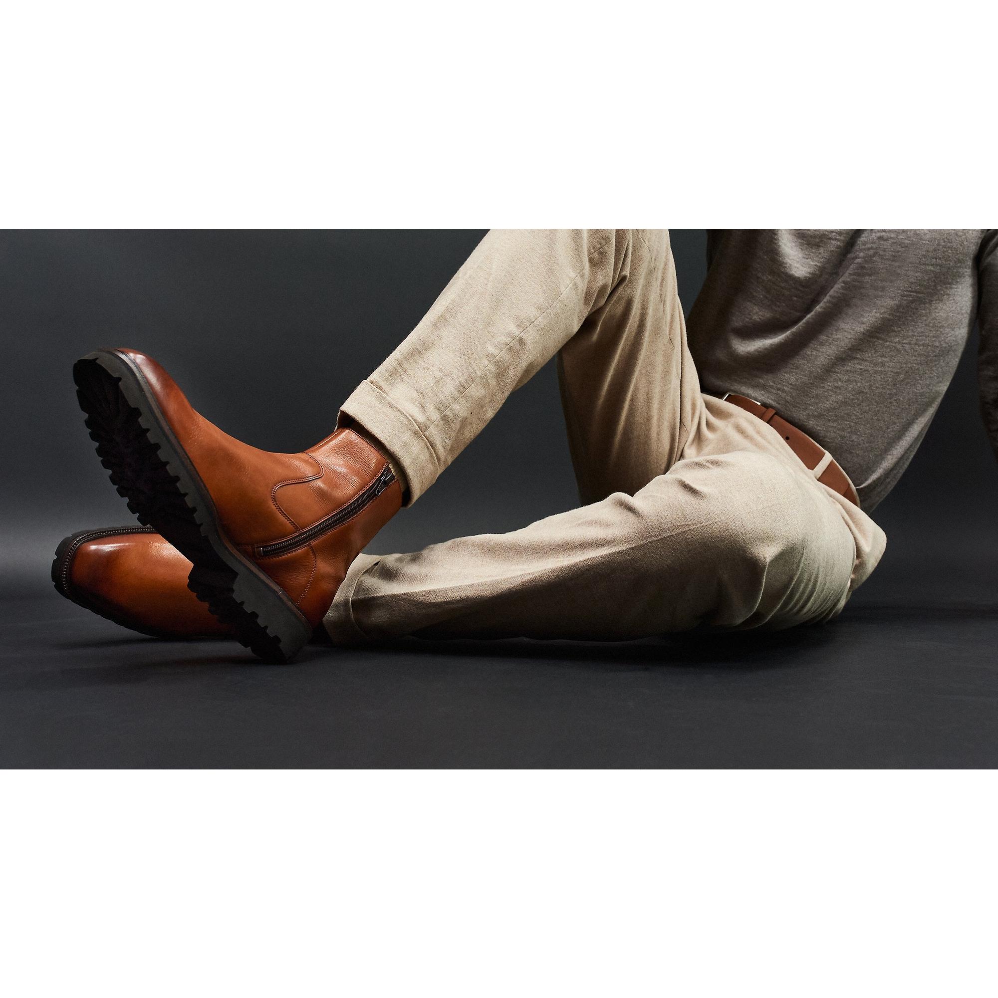 Product image 6 of 6 of Oliver Sweeney Men's Swanley Antiqued Leather Zip Boots - Tan