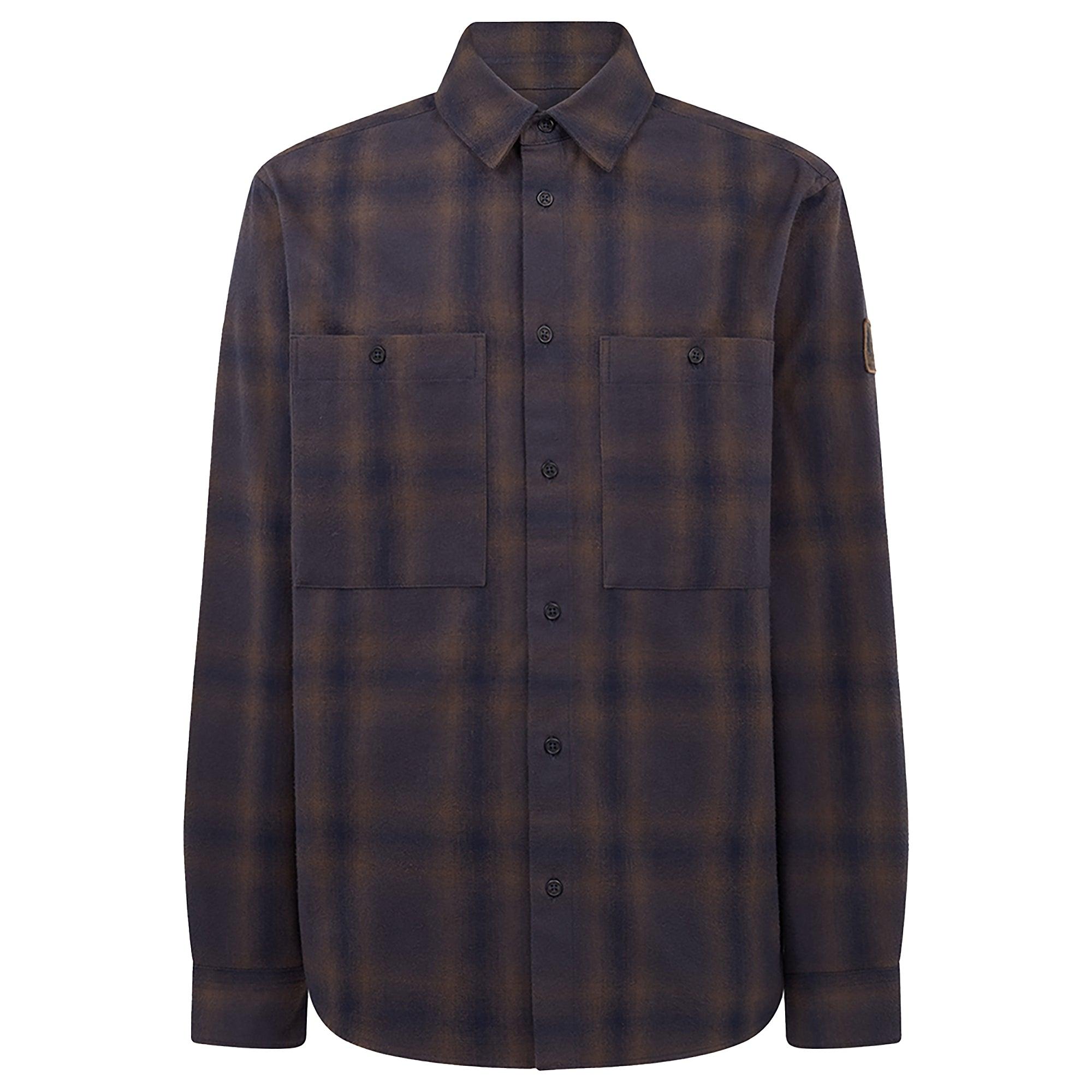 Product image 1 of 3 of Belstaff Men's Cotton Check Outpost Flannel Shirt - Major Brown / Dark Ink / Charcoal