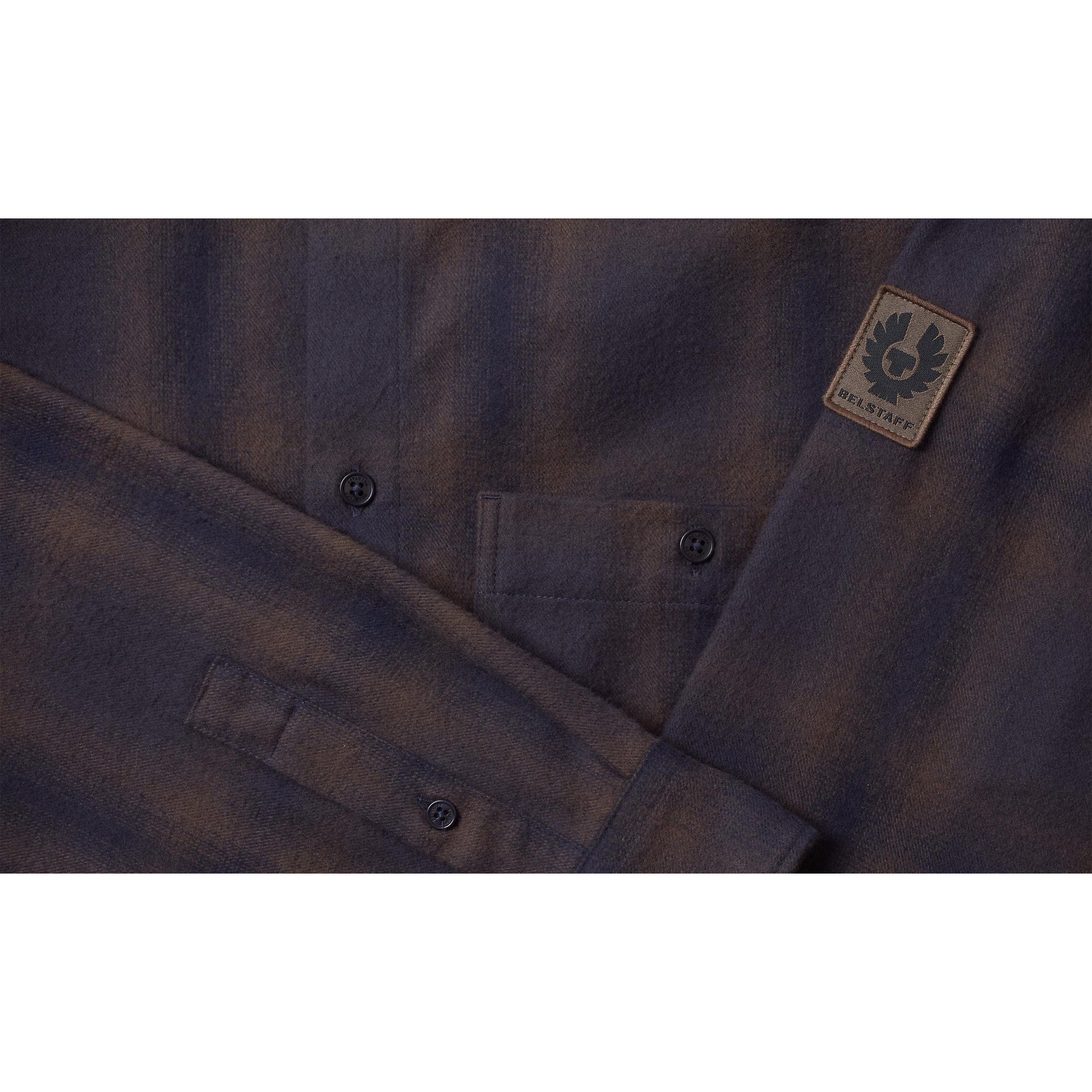 Product image 3 of 3 of Belstaff Men's Cotton Check Outpost Flannel Shirt - Major Brown / Dark Ink / Charcoal